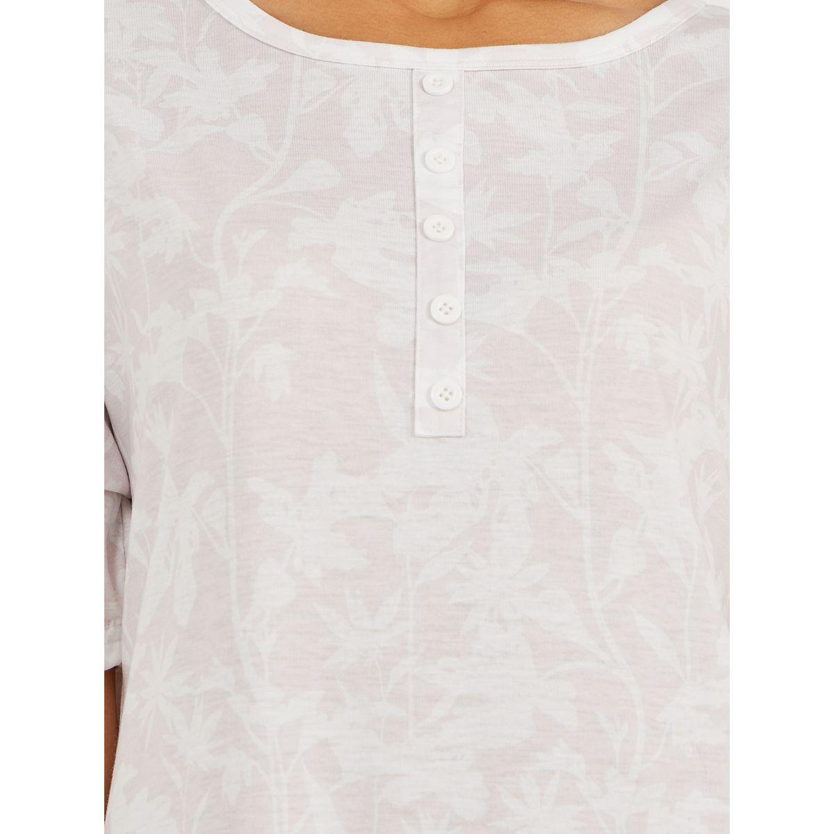 Styli Leafy Floral Print Placket Sleep T-Shirt Dress-women-clothing-nightwear-nighties-image-3