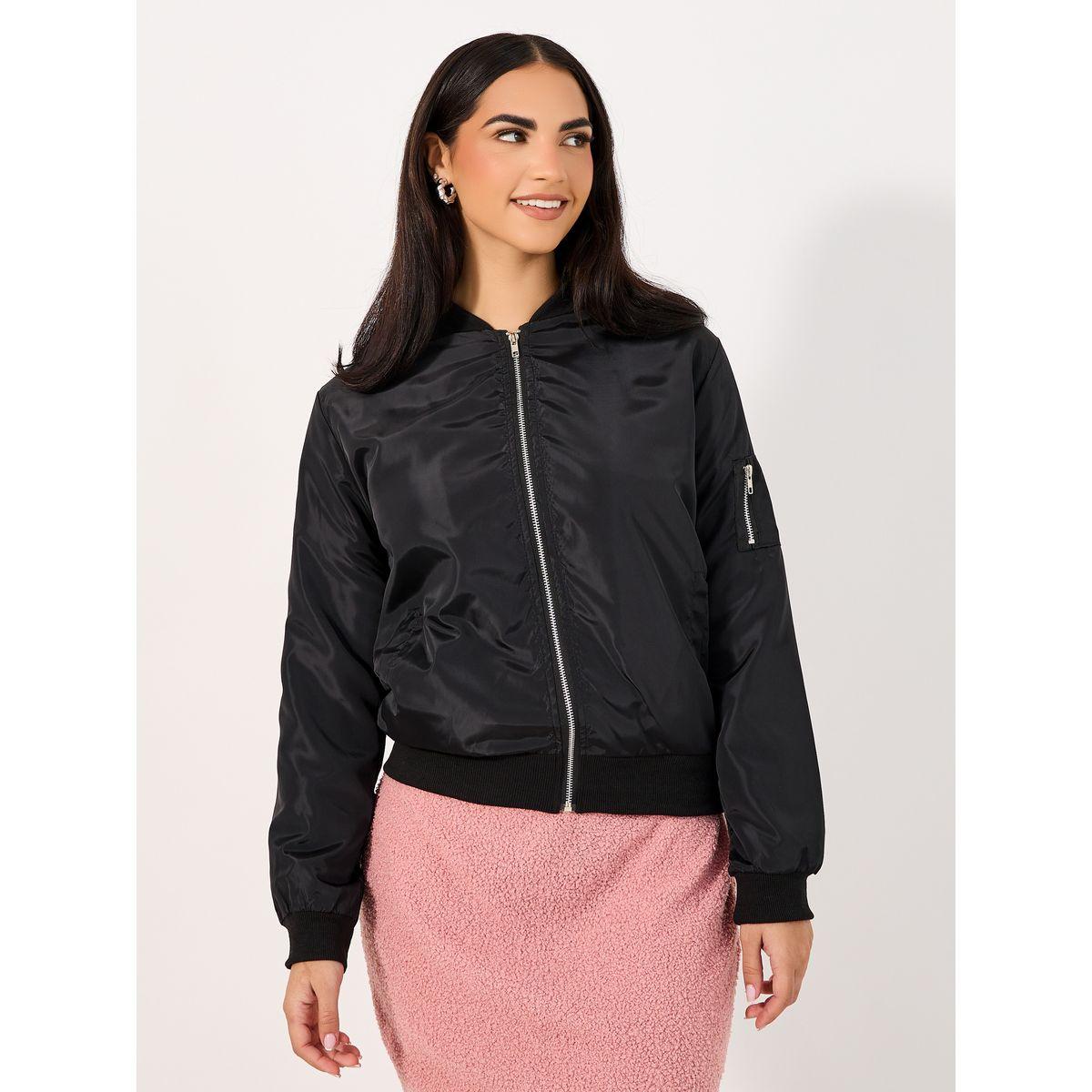 جاكيت بومبر بقصة عادية وسحَّاب غلق-women-winterwear-coatsandjackets-jackets-image-3