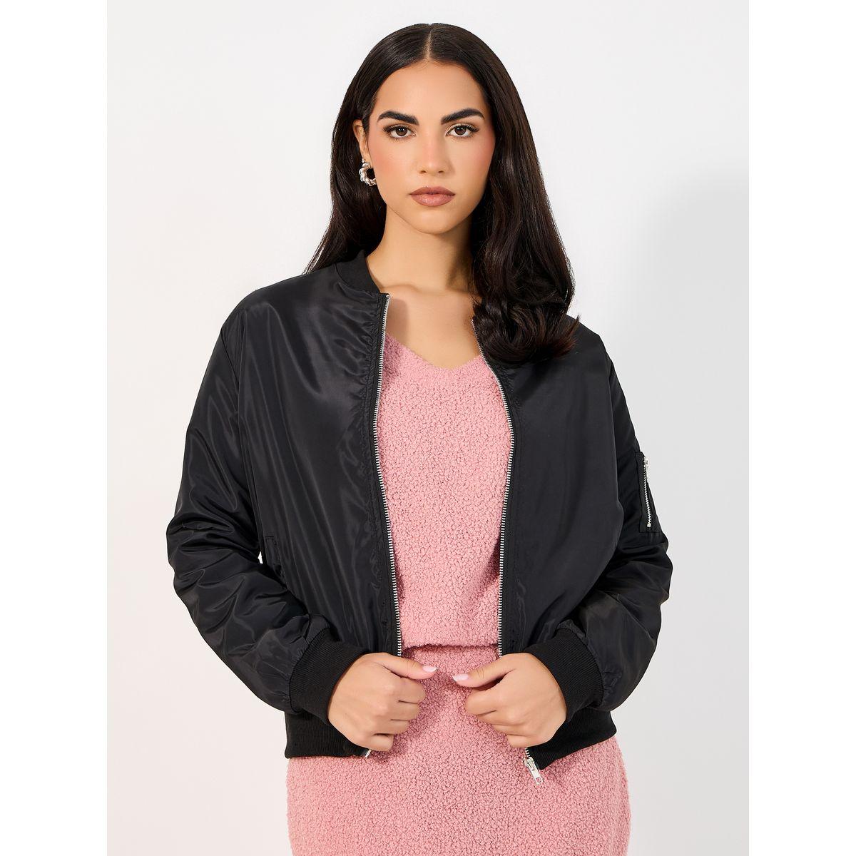 جاكيت بومبر بقصة عادية وسحَّاب غلق-women-winterwear-coatsandjackets-jackets-image-7