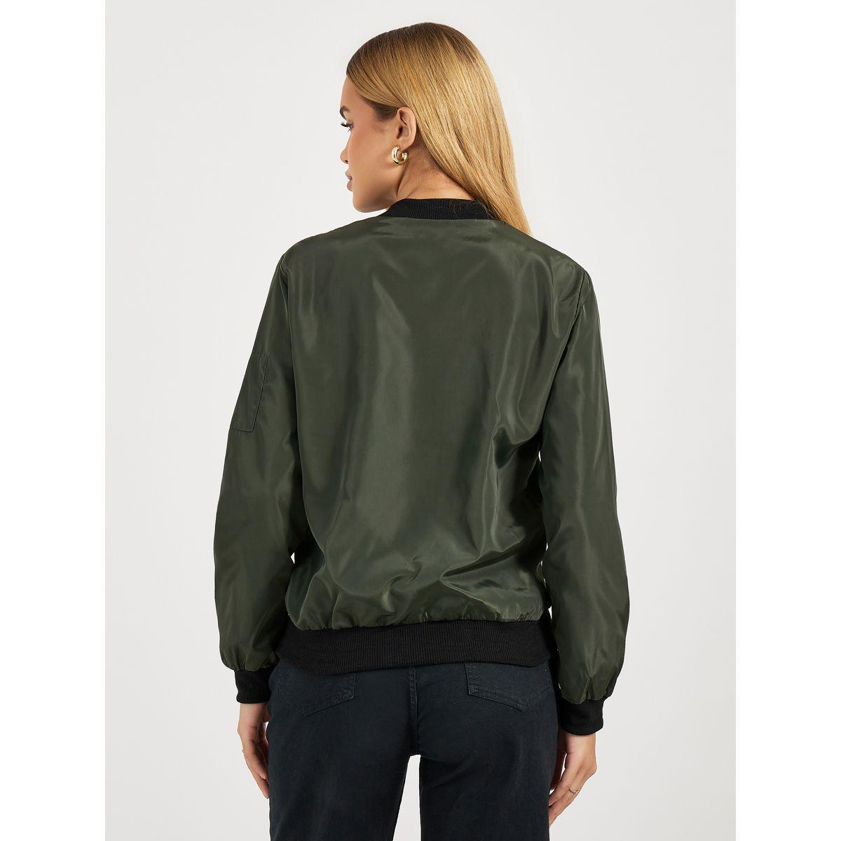 Styli Regular Fit Regular Length Zip Up Bomber Jacket-women-winterwear-coatsandjackets-jackets-image-5
