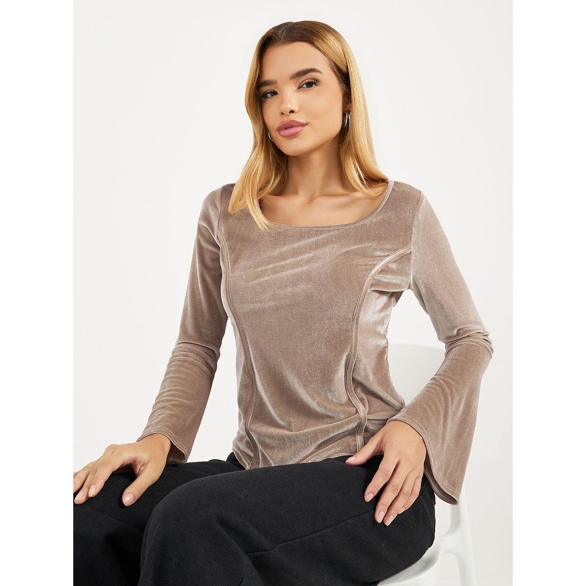 Styli Elevate Square Neck Velvet Look Top-women-clothing-shirtsandblouses-blouses-image-1
