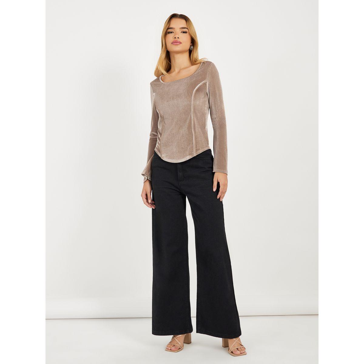 Styli Elevate Square Neck Velvet Look Top-women-clothing-shirtsandblouses-blouses-image-2