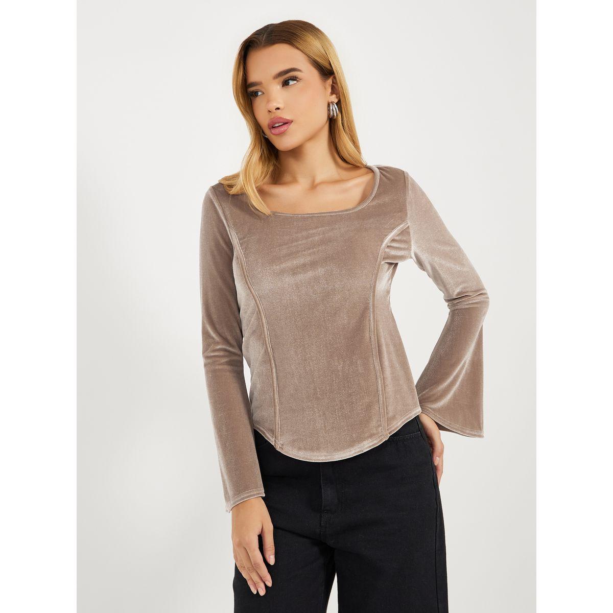 Styli Elevate Square Neck Velvet Look Top-women-clothing-shirtsandblouses-blouses-image-3