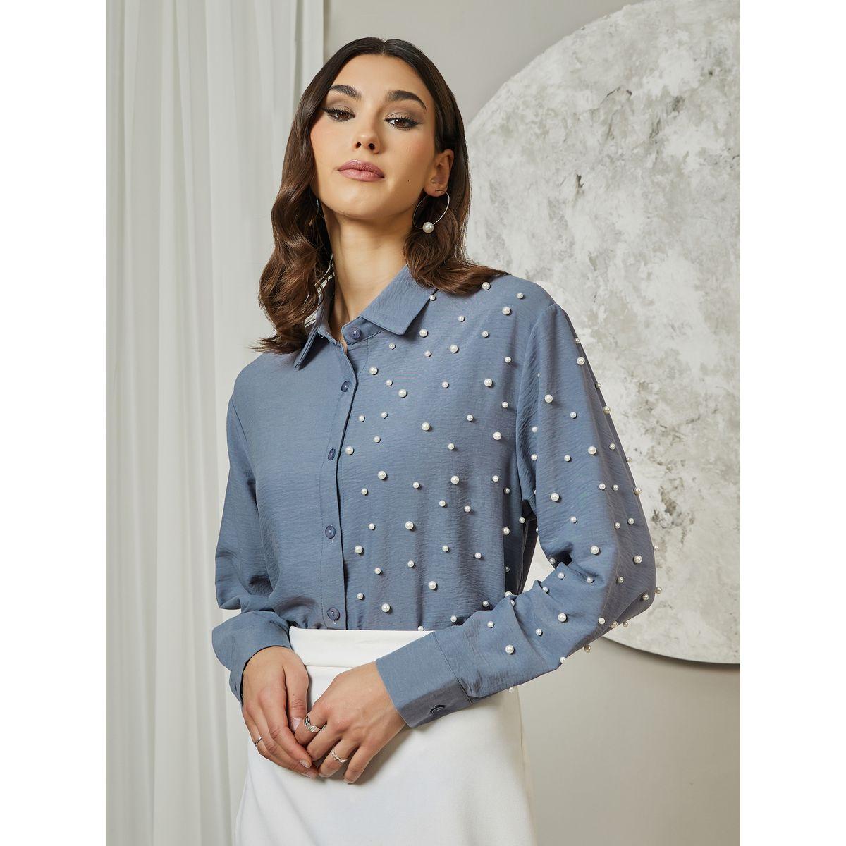 بلوزة منمقة بلؤلؤ مع أزرار غلق-women-clothing-shirtsandblouses-shirts-image-1