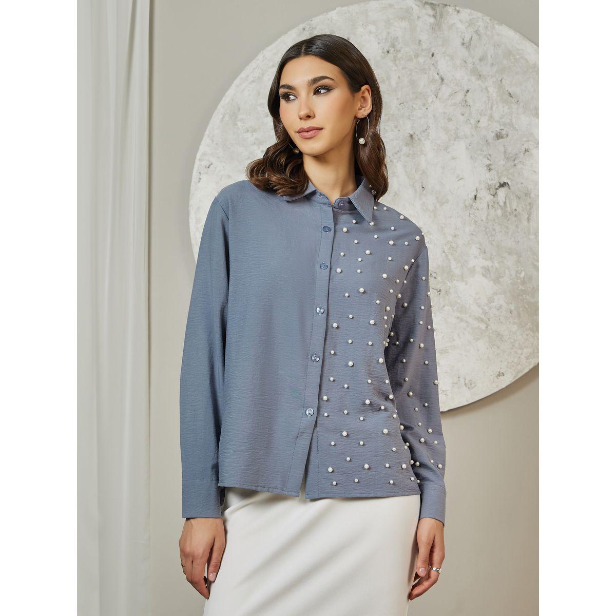 بلوزة منمقة بلؤلؤ مع أزرار غلق-women-clothing-shirtsandblouses-shirts-image-3