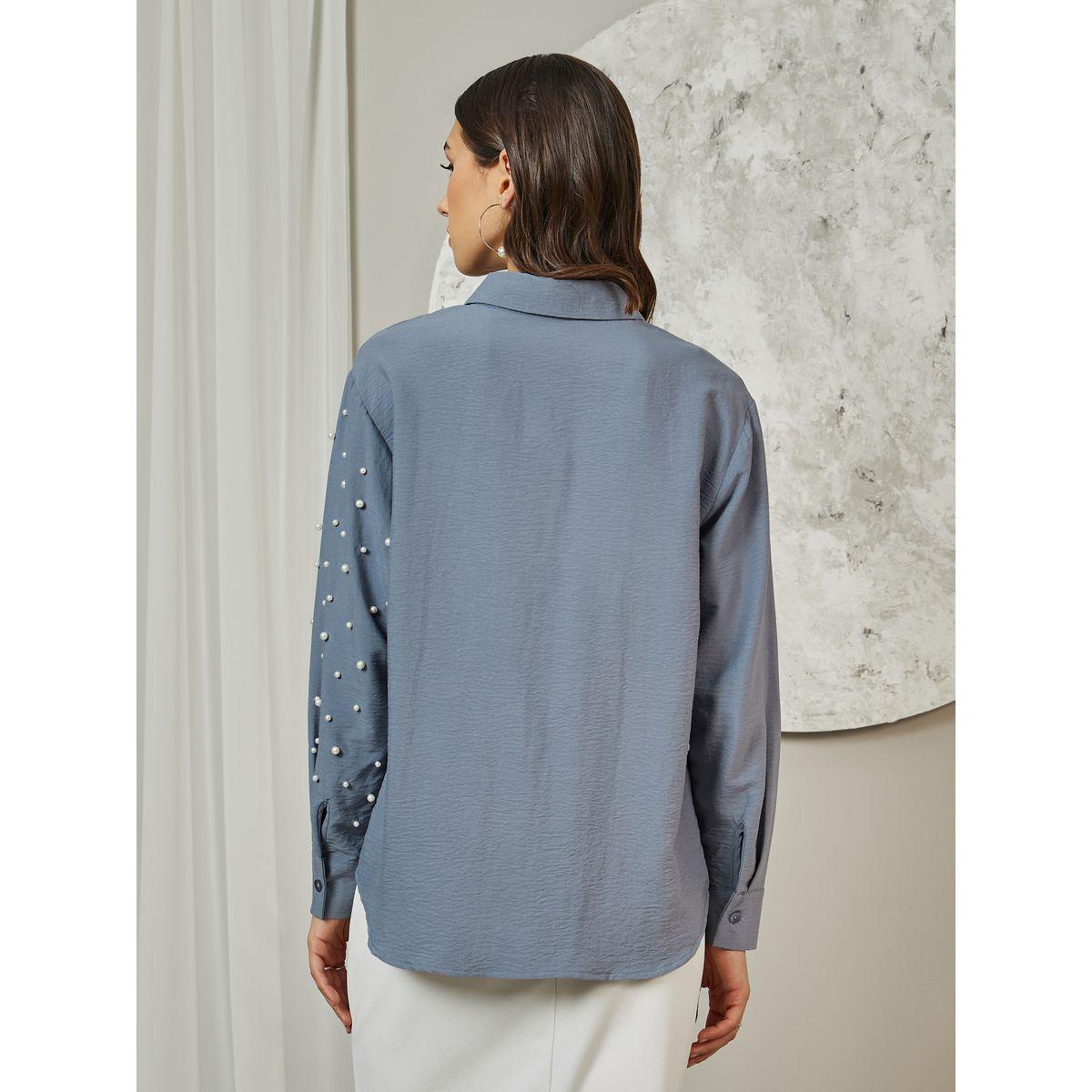بلوزة منمقة بلؤلؤ مع أزرار غلق-women-clothing-shirtsandblouses-shirts-image-5
