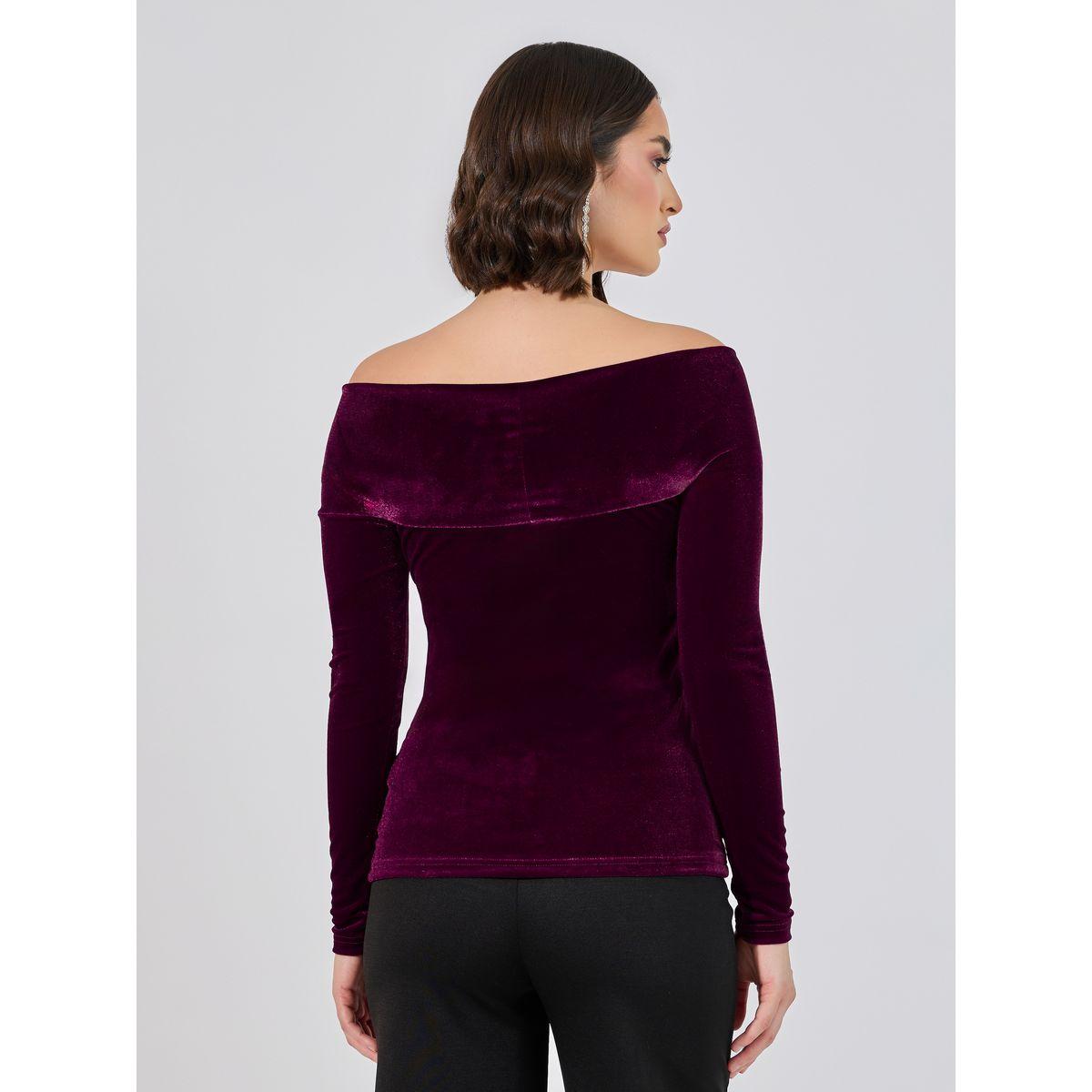 Styli Elevate Fitted Off Shoulder Neck Velvet Look Top-women-clothing-shirtsandblouses-blouses-image-5