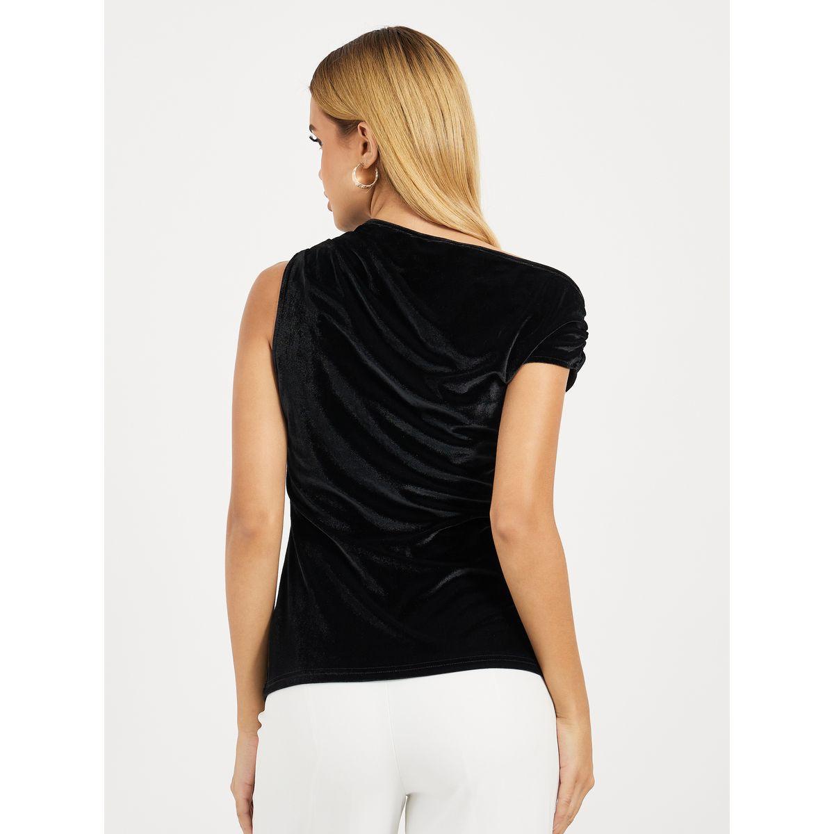 Styli Elevate Asymmetric Neck Velvet Look Top-women-clothing-shirtsandblouses-blouses-image-4