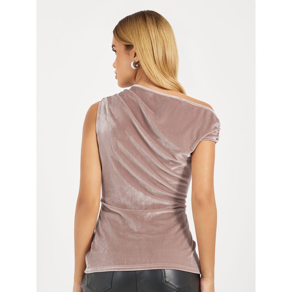Styli Elevate Asymmetric Neck Velvet Look Top-women-clothing-shirtsandblouses-blouses-image-4