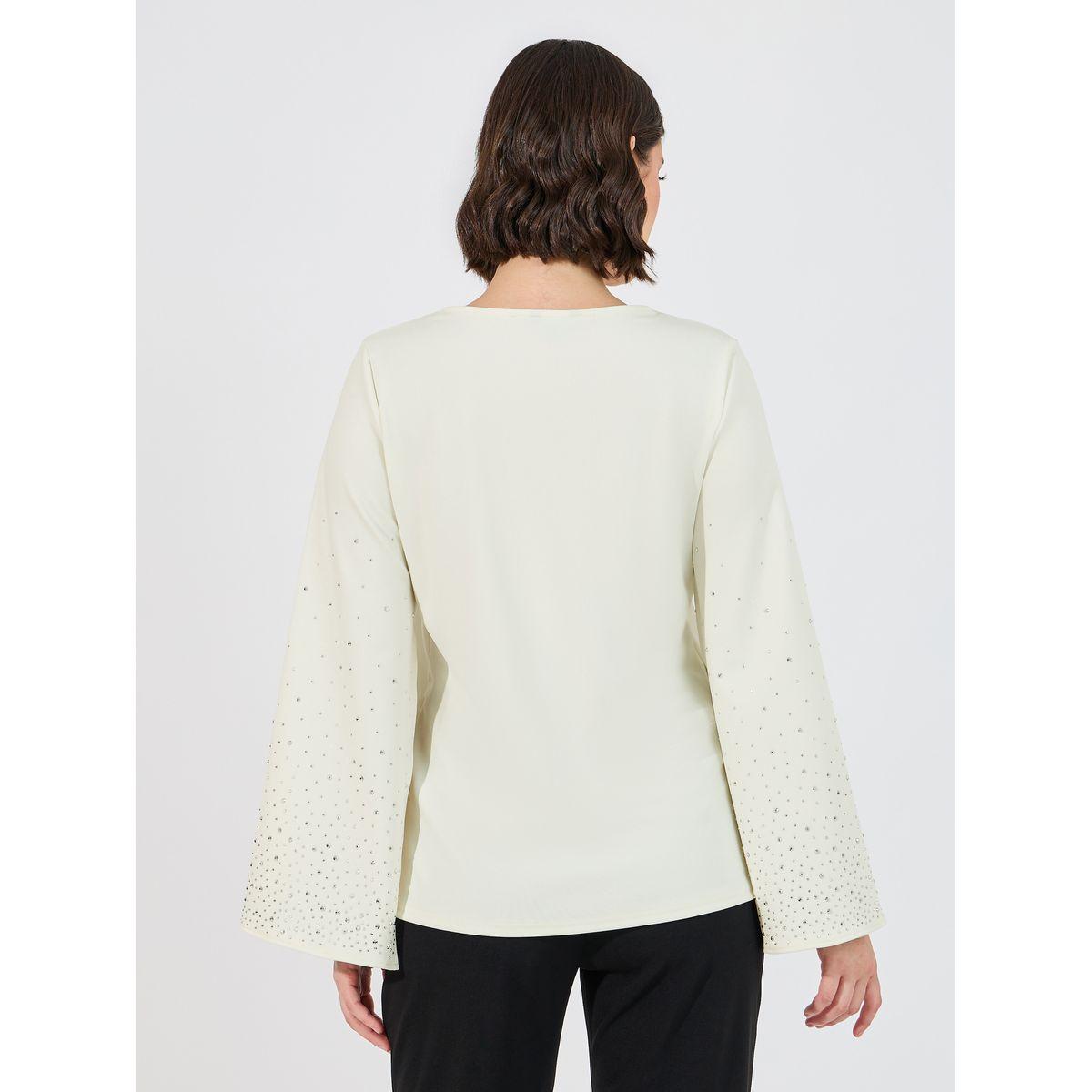 بلوزة بياقة دائرية وأكمام طويلة بشق-women-clothing-shirtsandblouses-blouses-image-4