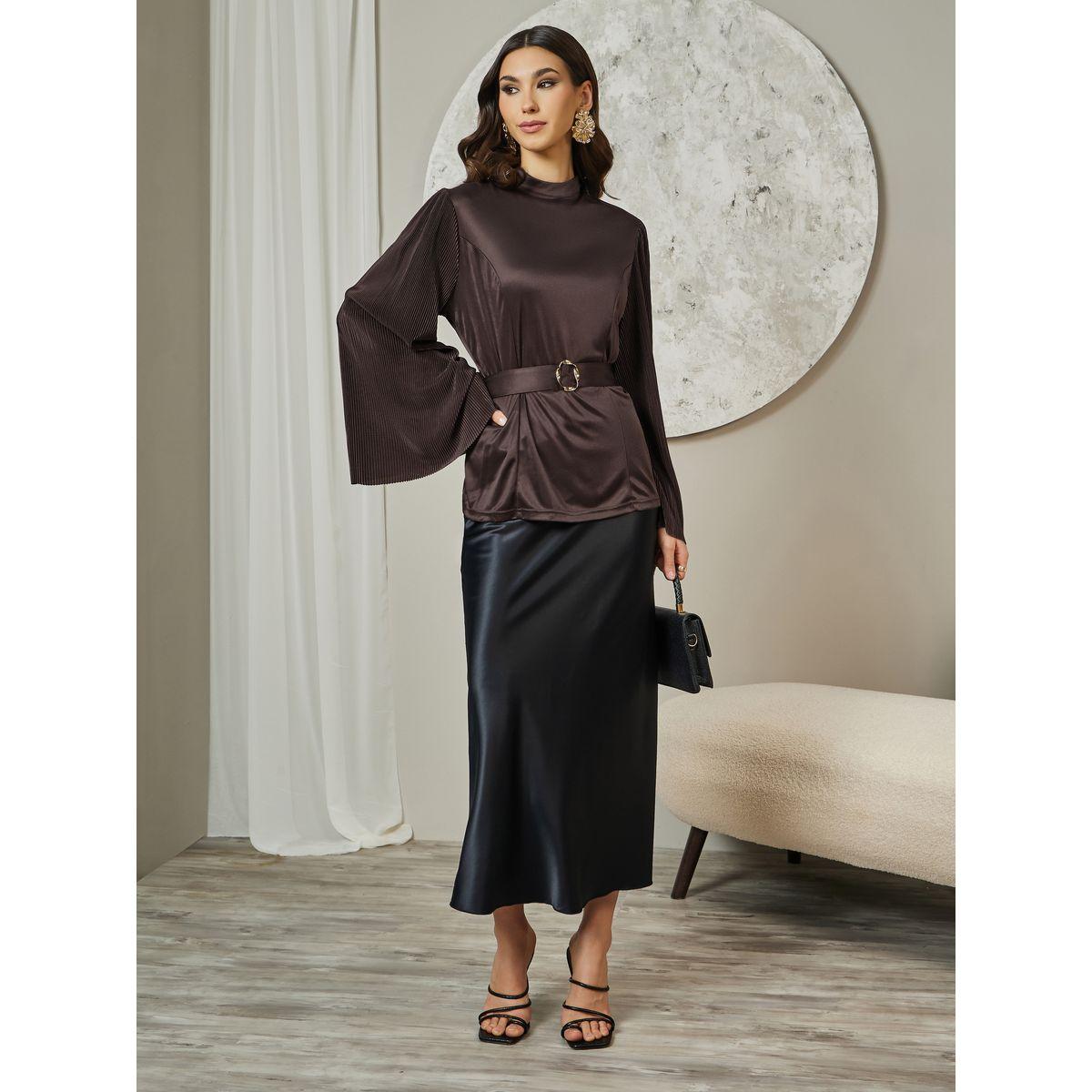 Styli Limited Plisse Flared Sleeves Belted Top-women-clothing-shirtsandblouses-blouses-image-2