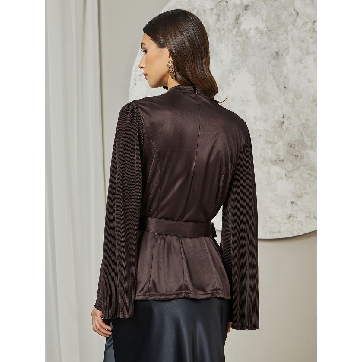 Styli Limited Plisse Flared Sleeves Belted Top-women-clothing-shirtsandblouses-blouses-image-5