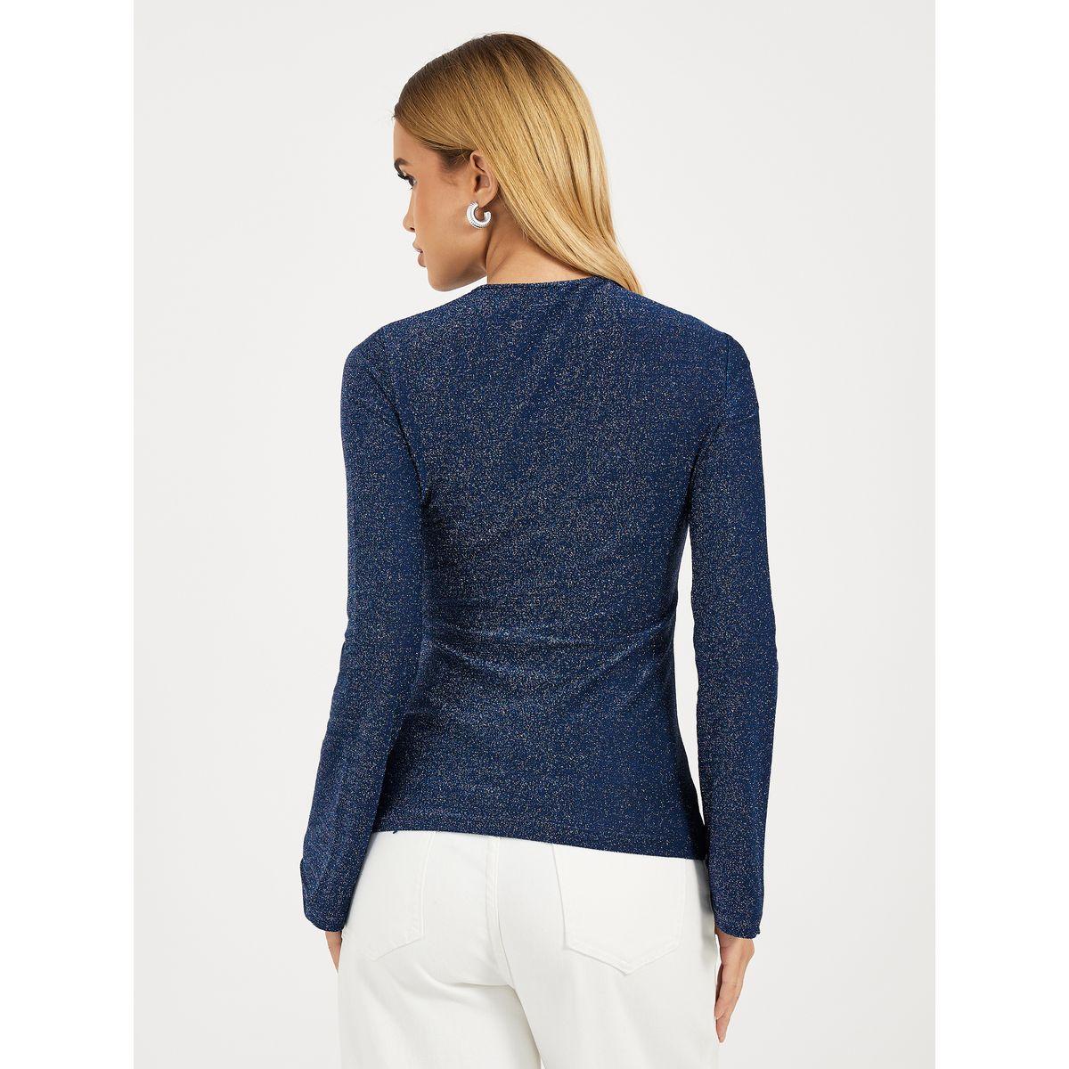 Styli Elevate Keyhole Detail Glitter Look Top-women-clothing-shirtsandblouses-blouses-image-4