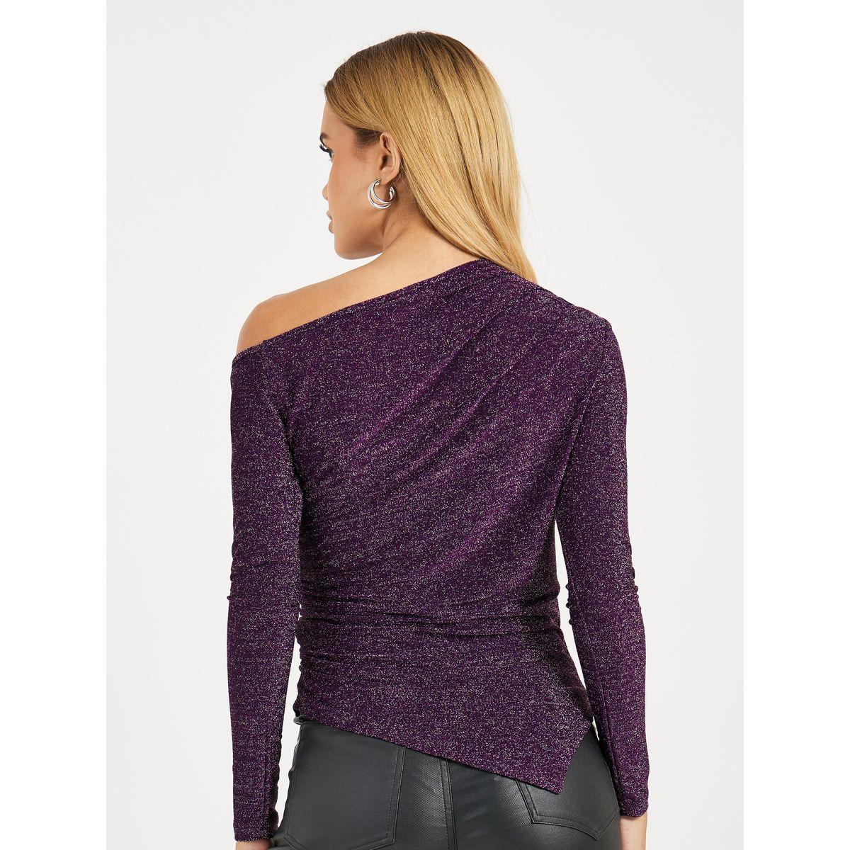 بلوزة مُجسمة بياقة غير متماثلة الطول-women-clothing-shirtsandblouses-blouses-image-4