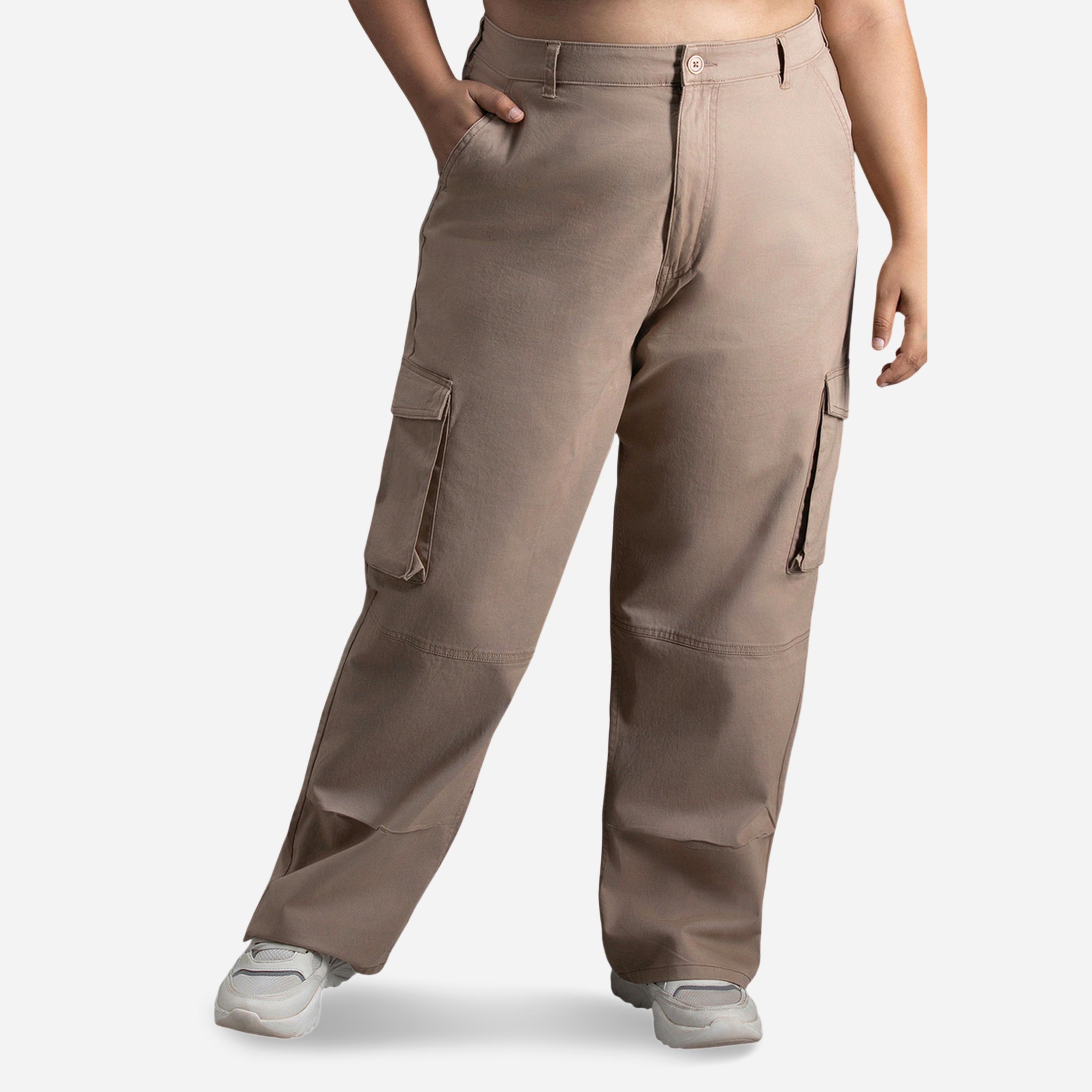 High Star X Styli Plus Size Straight Leg High Rise Cargo Trousers-women-clothing-bottoms-trousers-image-1