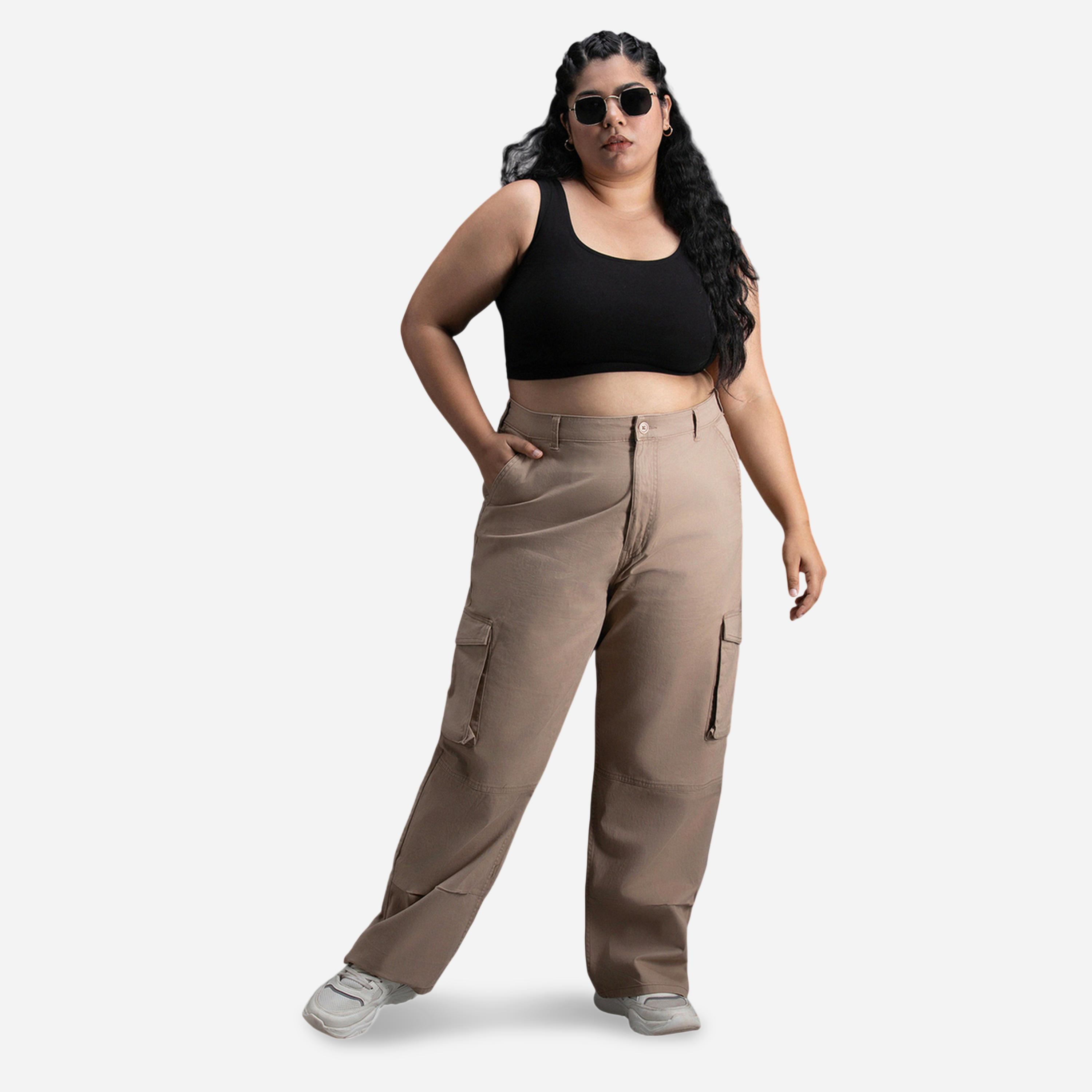 High Star X Styli Plus Size Straight Leg High Rise Cargo Trousers-women-clothing-bottoms-trousers-image-2
