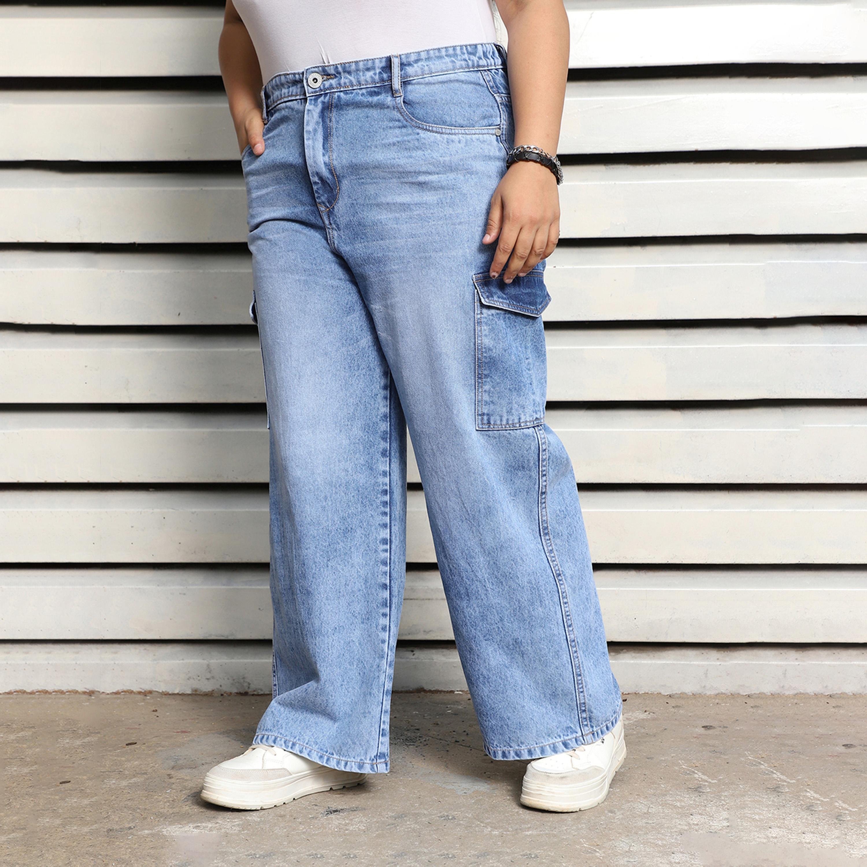 High Star X Styli Plus Size Wide Leg Faded Cargo Jeans-women-clothing-bottoms-jeans-image-3