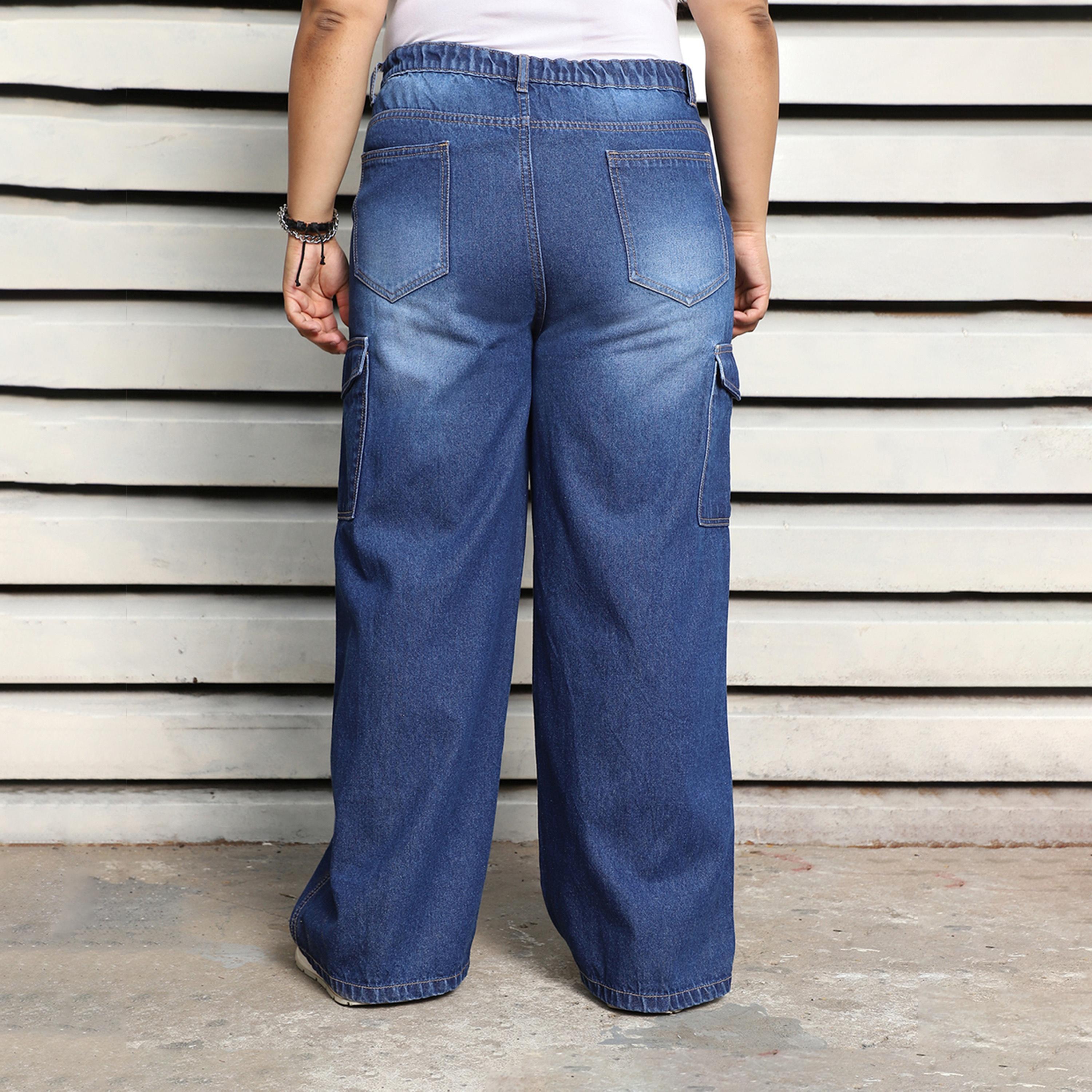 هاي ستار × ستايلي - بنطال جينز بمقاس كبير وواسع الساق وباهت اللون-women-clothing-bottoms-jeans-image-3