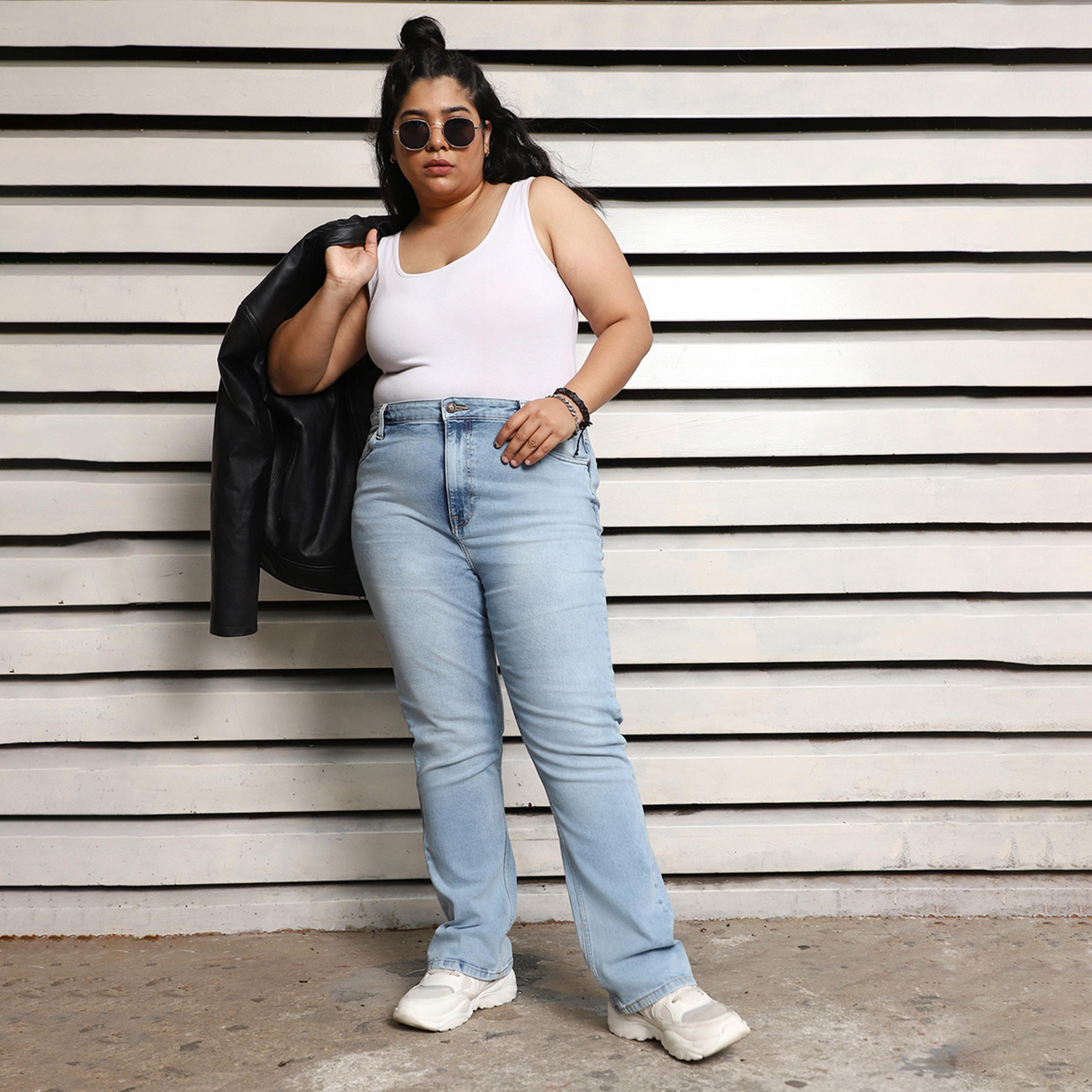 هاي ستار × ستايلي - بنطال جينز بمقاس كبير وخصر مرتفع وباهت-women-clothing-bottoms-jeans-image-7