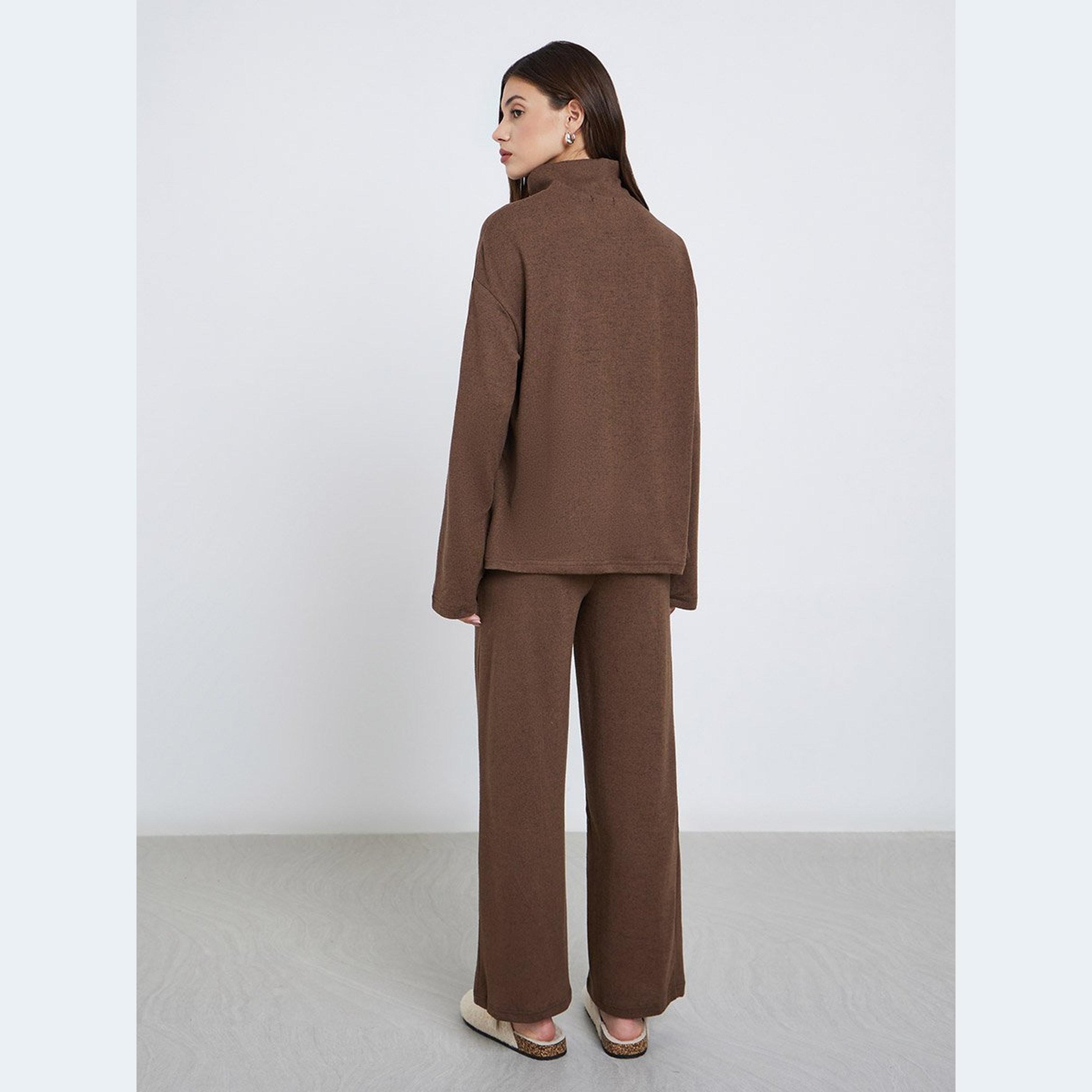 Styli Zip Placket Collared Sweatshirt and Joggers Co-Ords-women-clothing-coordsets-image-5