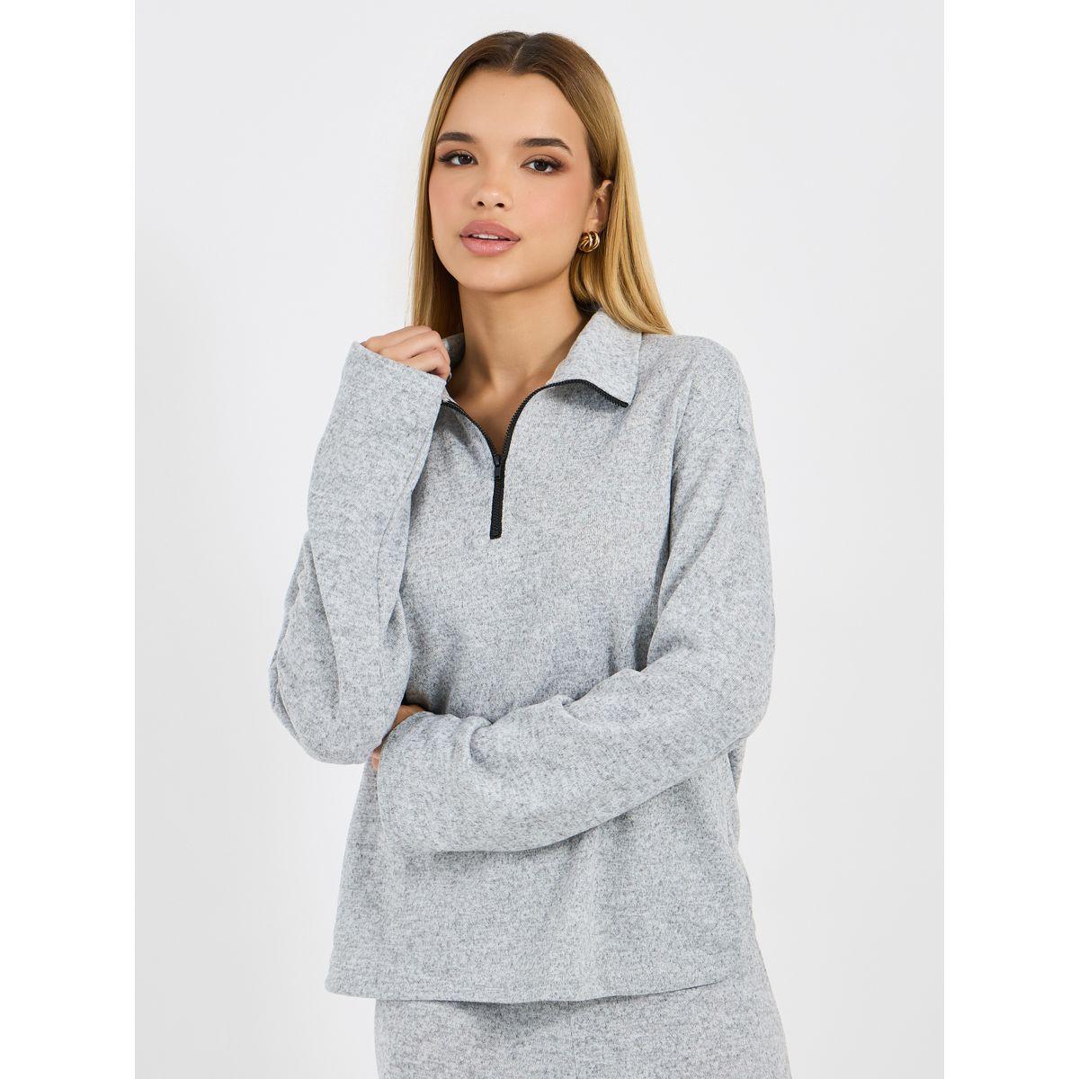 Styli Zip Placket Collared Sweatshirt & Joggers Co-Ords-women-clothing-coordsets-image-2