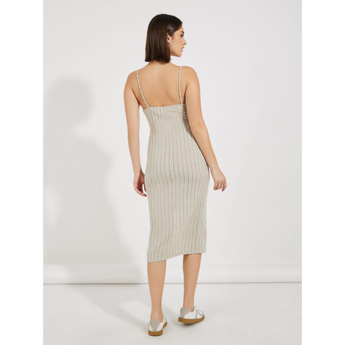 طقم منسق من كارديجان وفستان ميدي بتفاصيل مضلعة-women-clothing-coordsets-image-6