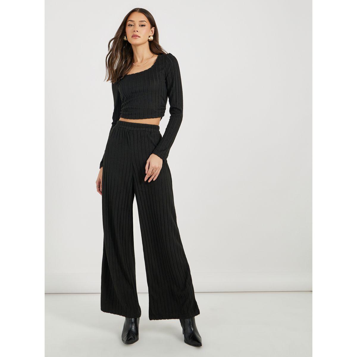 مجموعة من جوغر مع بلوزة محبوكة بأكمام طويلة-women-clothing-coordsets-image-2
