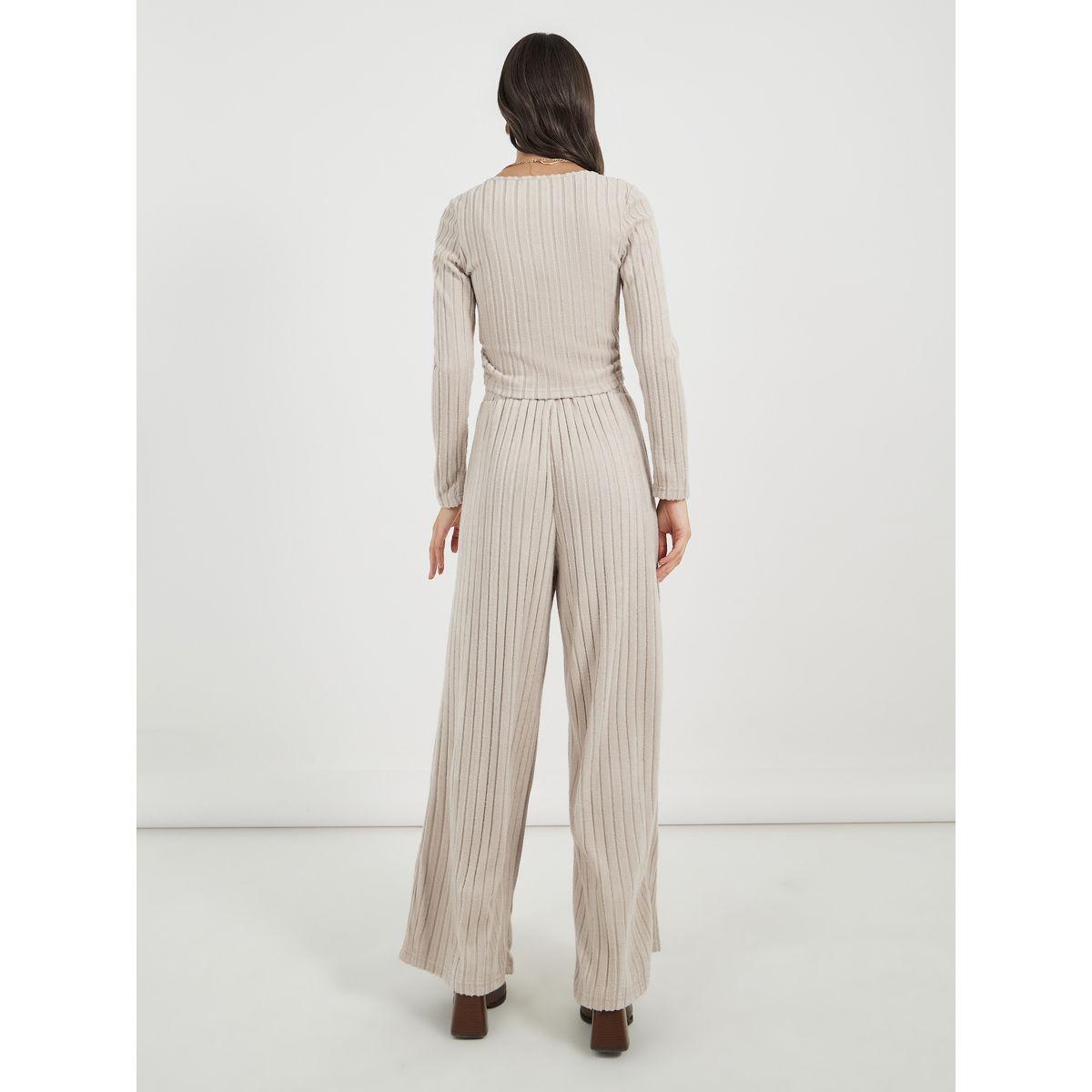Styli Long Sleeve Rib Knit Top & Wide Leg Joggers Co-Ords-women-clothing-coordsets-image-6