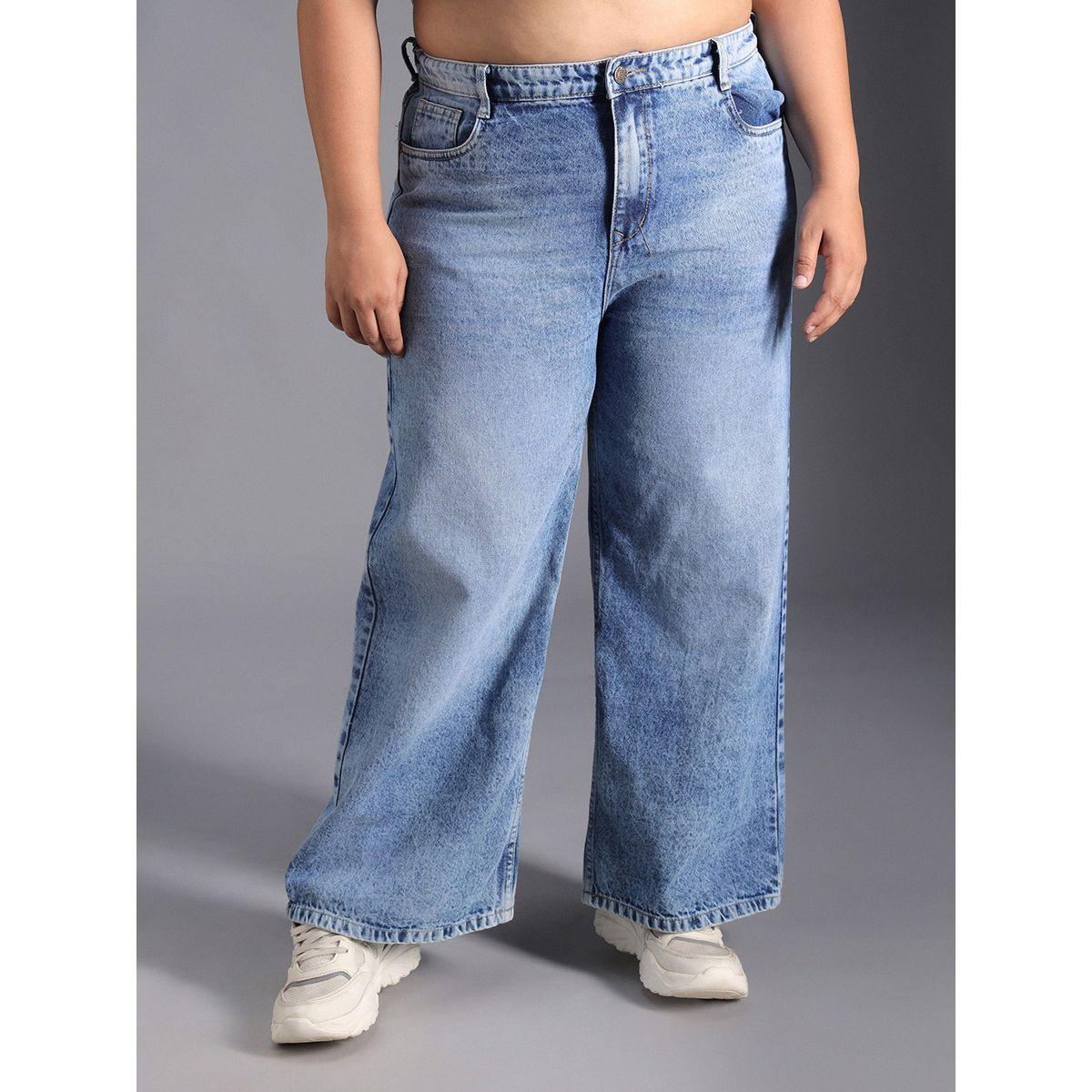 جينز بمقاس كبير وقصة مريحة مع خصر عالي هاي ستار × ستايلي-women-clothing-bottoms-jeans-image-1