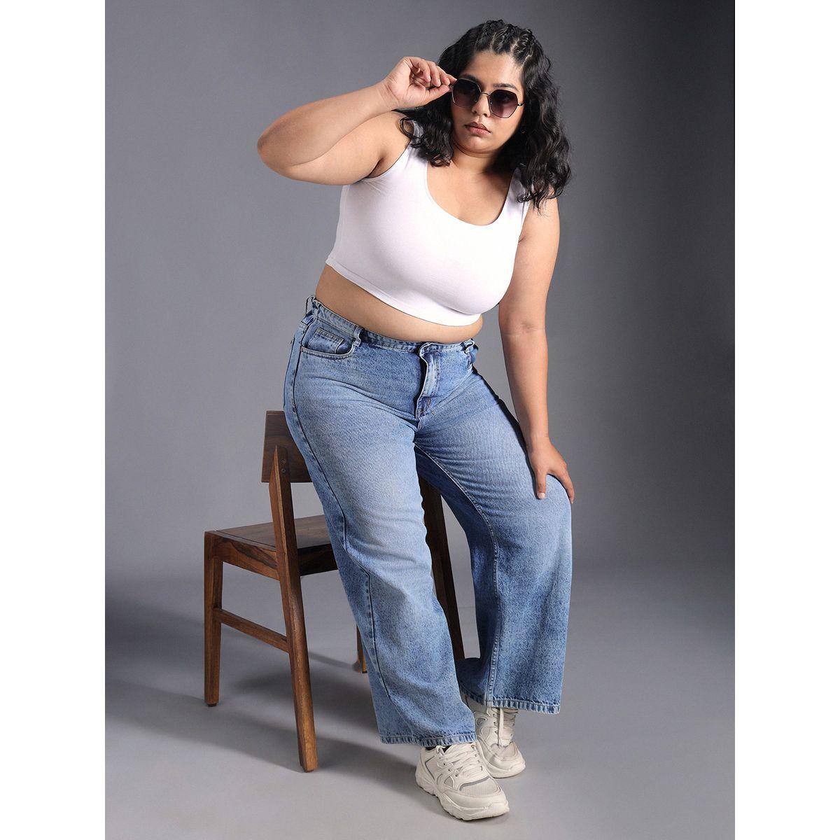 جينز بمقاس كبير وقصة مريحة مع خصر عالي هاي ستار × ستايلي-women-clothing-bottoms-jeans-image-6