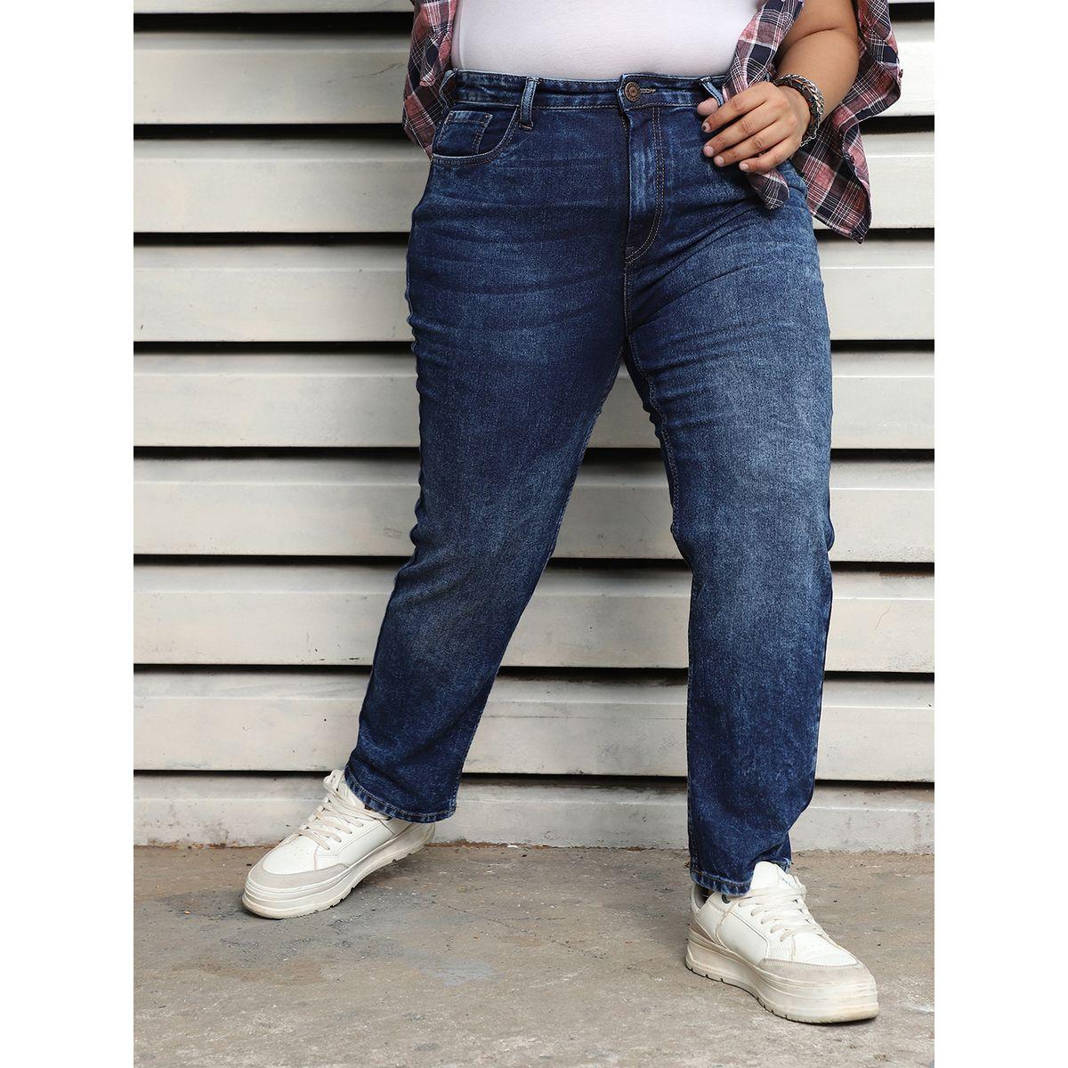جينز بمقاس كبير وقصة أرجل مستقيمة هاي ستار × ستايلي-women-clothing-bottoms-jeans-image-1