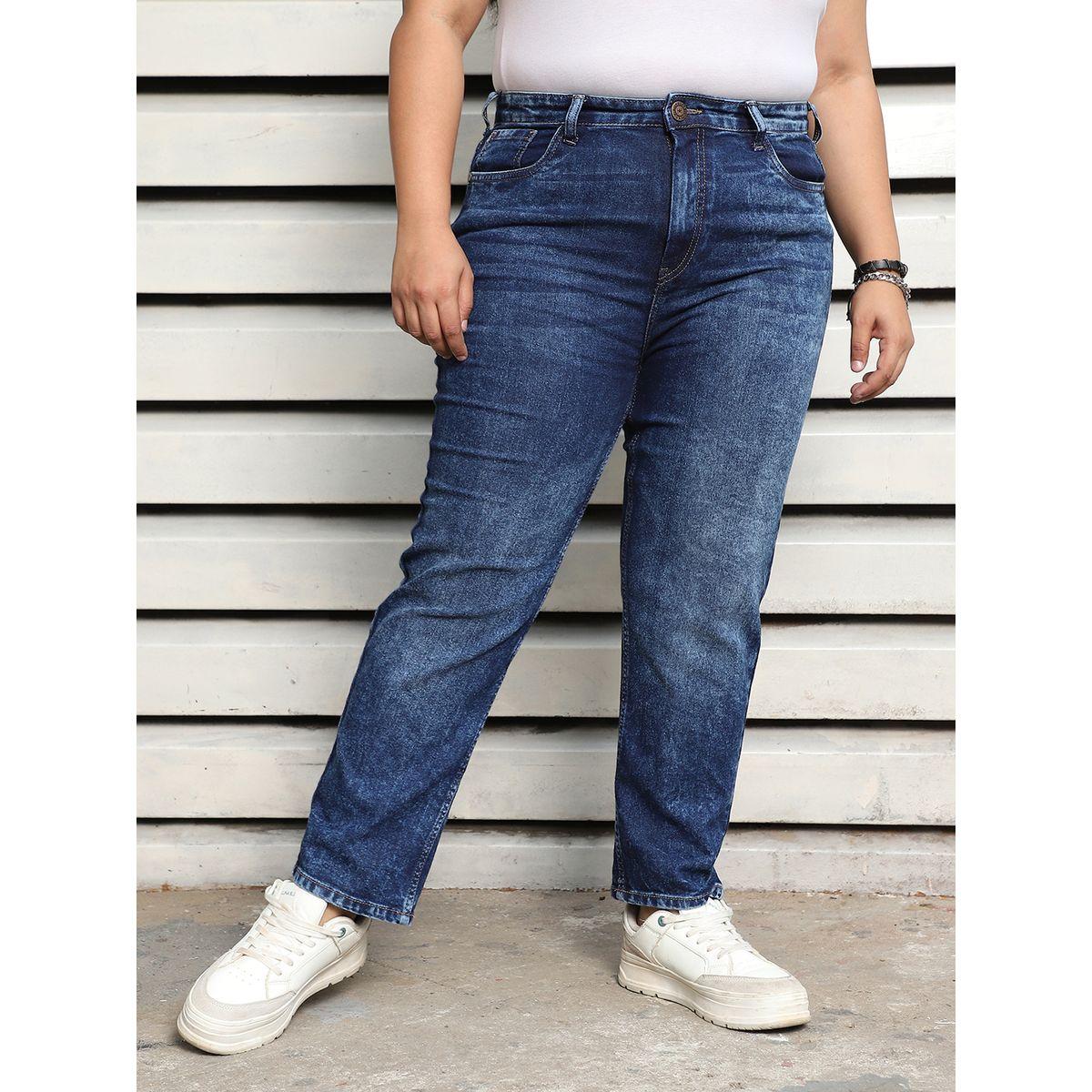High Star X Styli  Plus Size Straight Fit High Rise Light Fade Jeans-women-clothing-bottoms-jeans-image-2