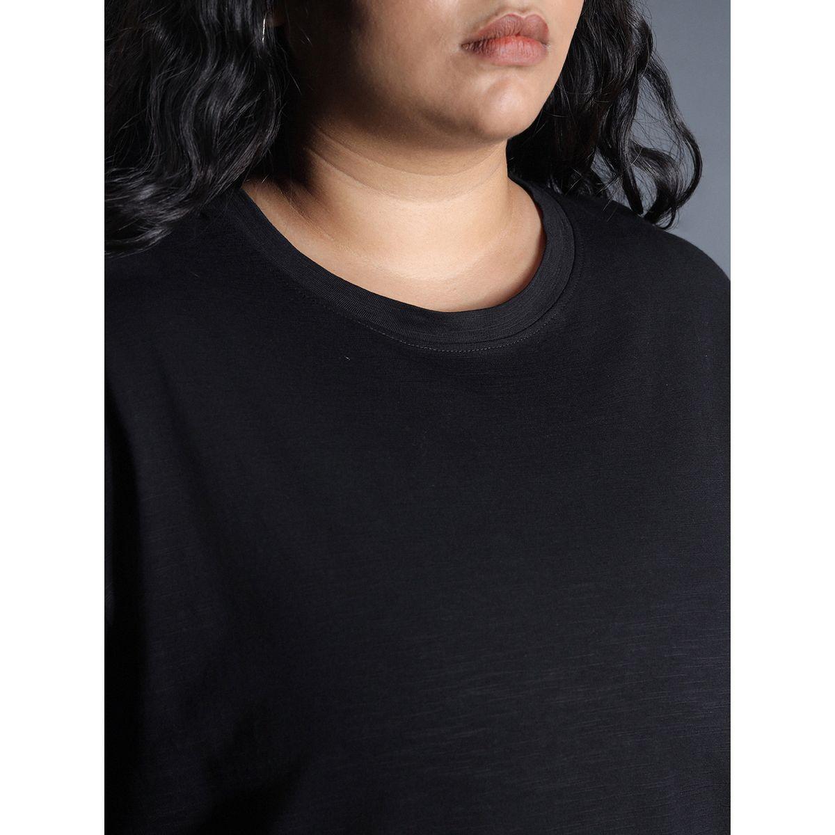 تيشيرت قطن سادة بمقاس كبير وقصة بوكسي هاي ستار × ستايلي-women-clothing-tshirts-image-4