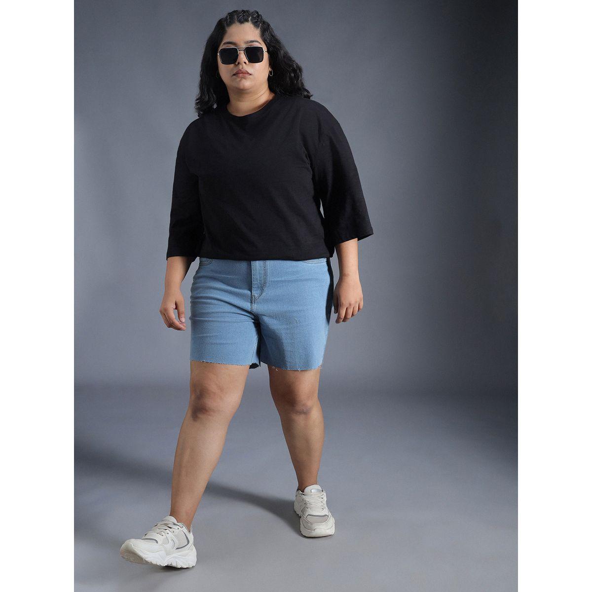تيشيرت قطن سادة بمقاس كبير وقصة بوكسي هاي ستار × ستايلي-women-clothing-tshirts-image-6