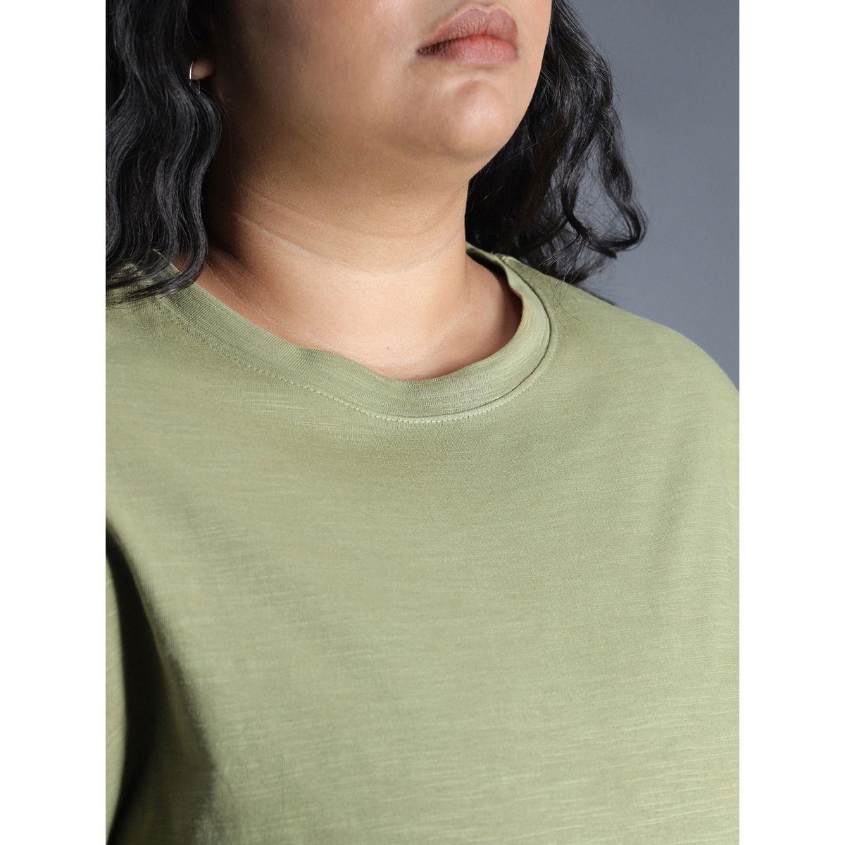 تيشيرت قطن سادة بمقاس كبير وقصة بوكسي هاي ستار × ستايلي-women-clothing-tshirts-image-4