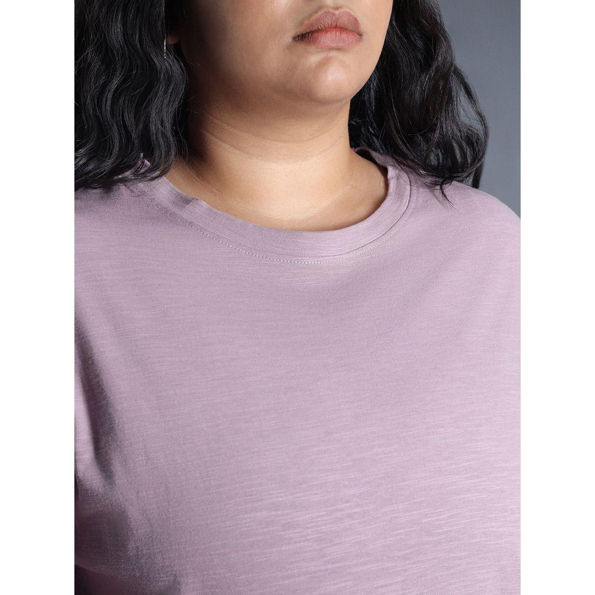 تيشيرت قطن سادة بمقاس كبير وقصة بوكسي هاي ستار × ستايلي-women-clothing-tshirts-image-4