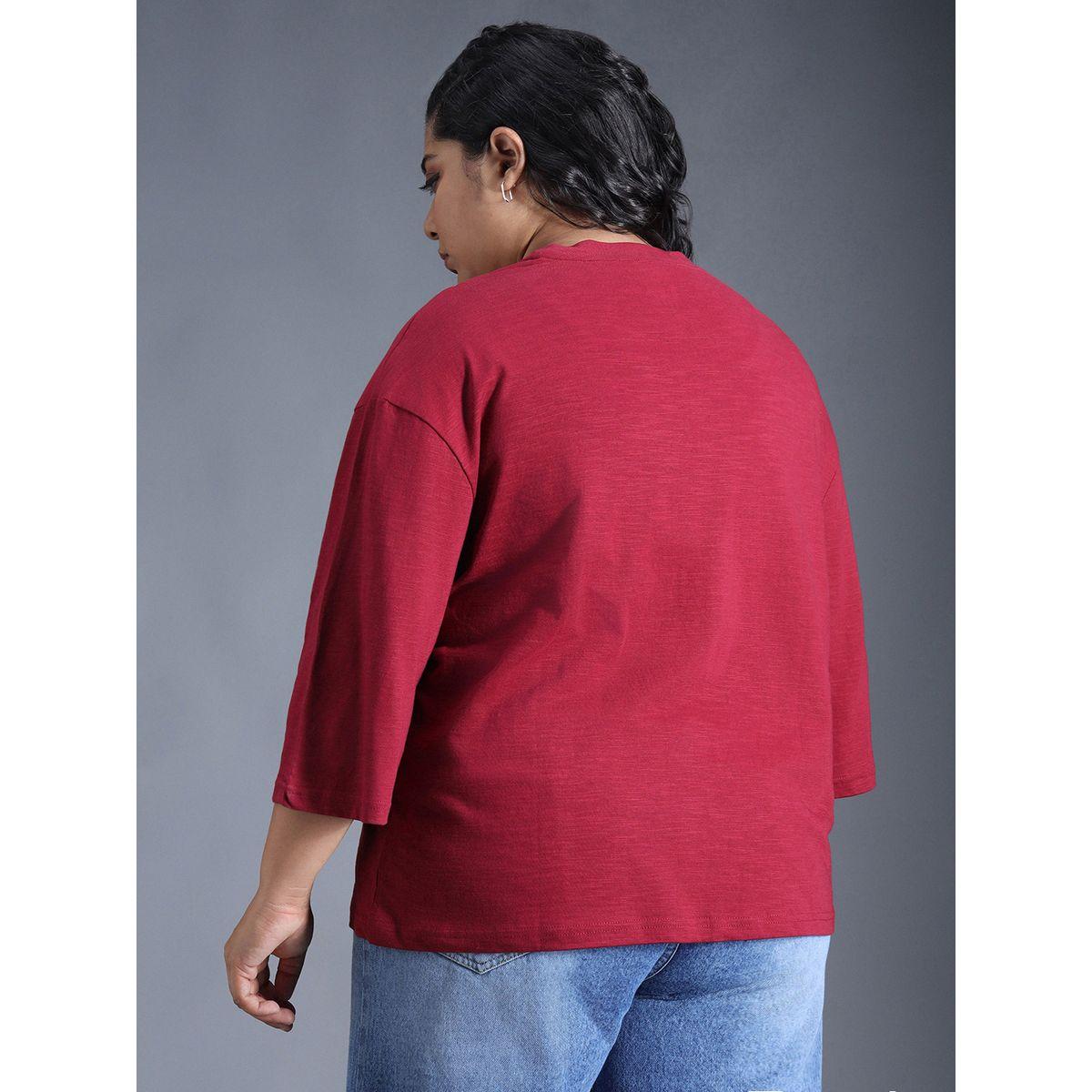 High Star X Styli  Plus Size Solid Cotton Boxy Fit T-Shirt-women-clothing-tshirts-image-3