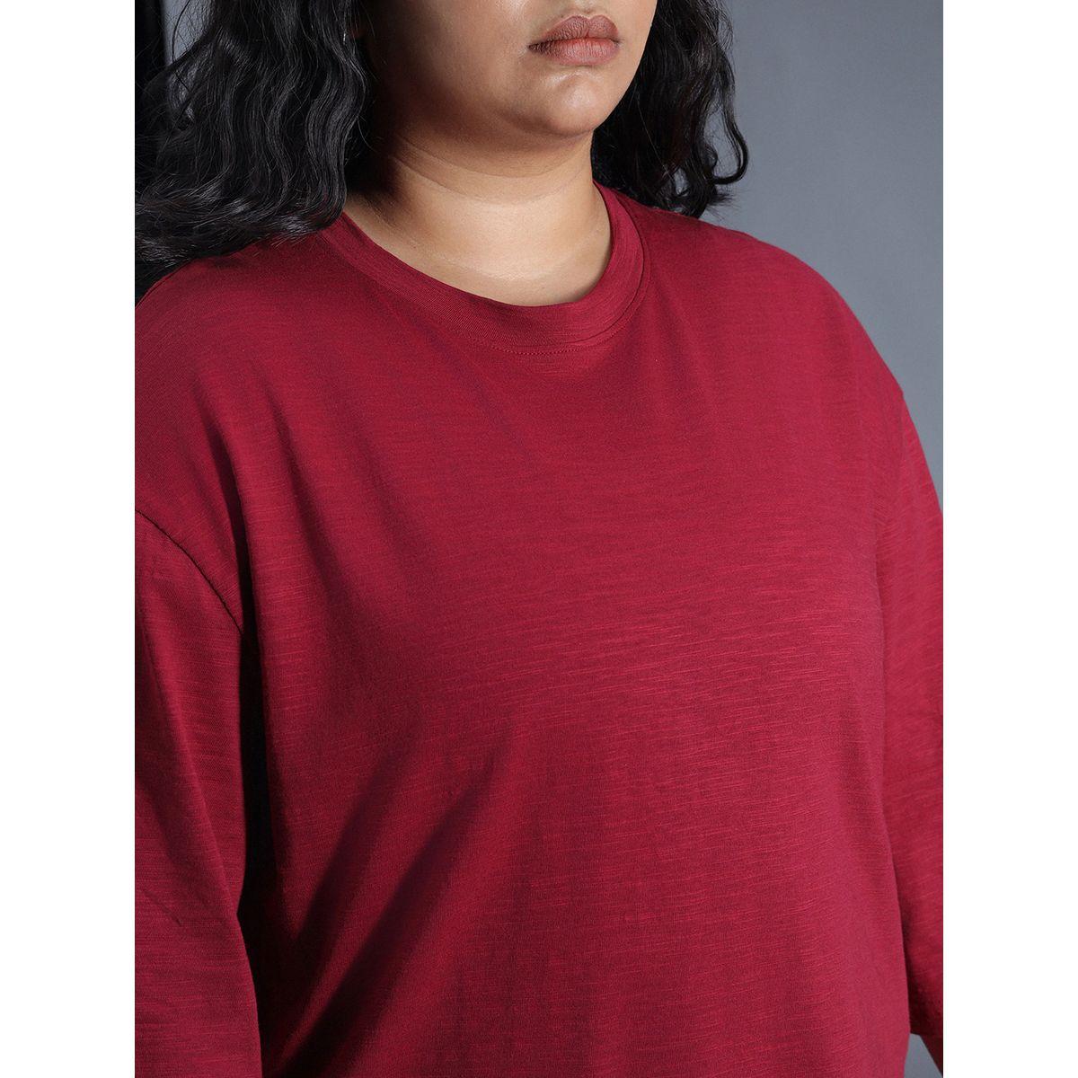 High Star X Styli  Plus Size Solid Cotton Boxy Fit T-Shirt-women-clothing-tshirts-image-4