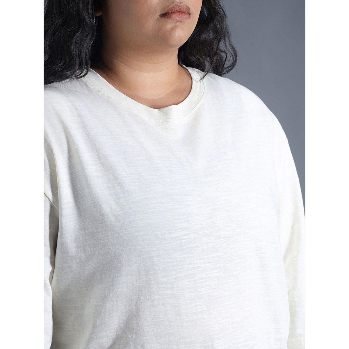 High Star X Styli  Plus Size Solid Cotton Boxy Fit T-Shirt-women-clothing-tshirts-image-4