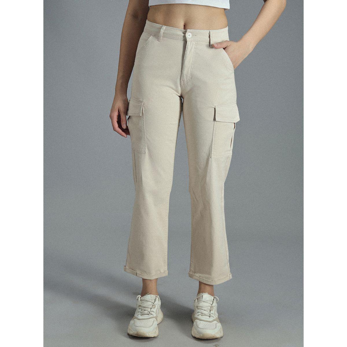 بنطال كارجو قصير بقصة مستقيمة وخصر عالي هاي ستار × ستايلي-women-clothing-bottoms-trousers-image-1
