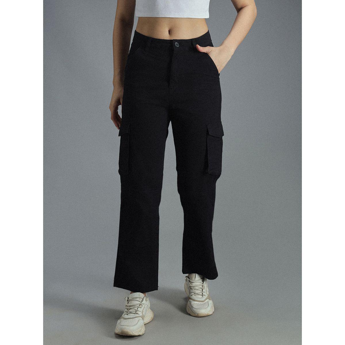 بنطال كارجو بقصة مستقيمة وخصر عالي هاي ستار × ستايلي-women-clothing-bottoms-trousers-image-1