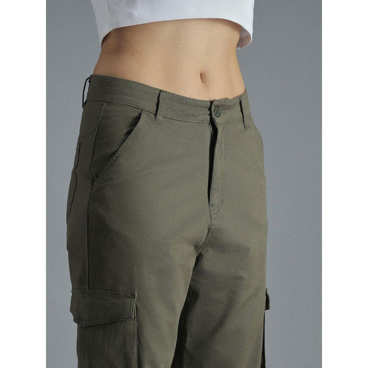 بنطال كارجو بقصة مستقيمة وخصر عالي هاي ستار × ستايلي-women-clothing-bottoms-trousers-image-2