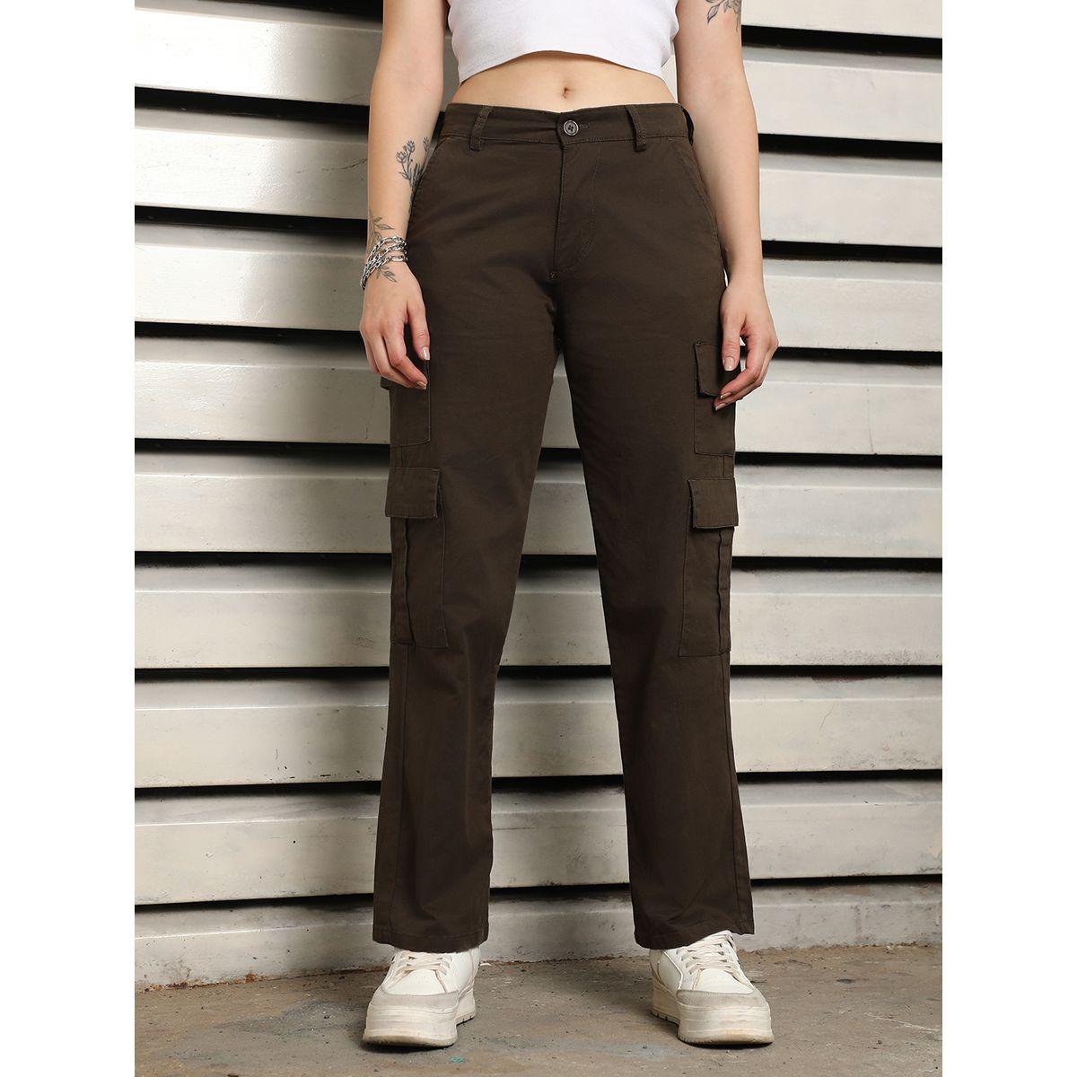 بنطال كارجو بقصة مستقيمة وخصر عالي هاي ستار × ستايلي-women-clothing-bottoms-trousers-image-1