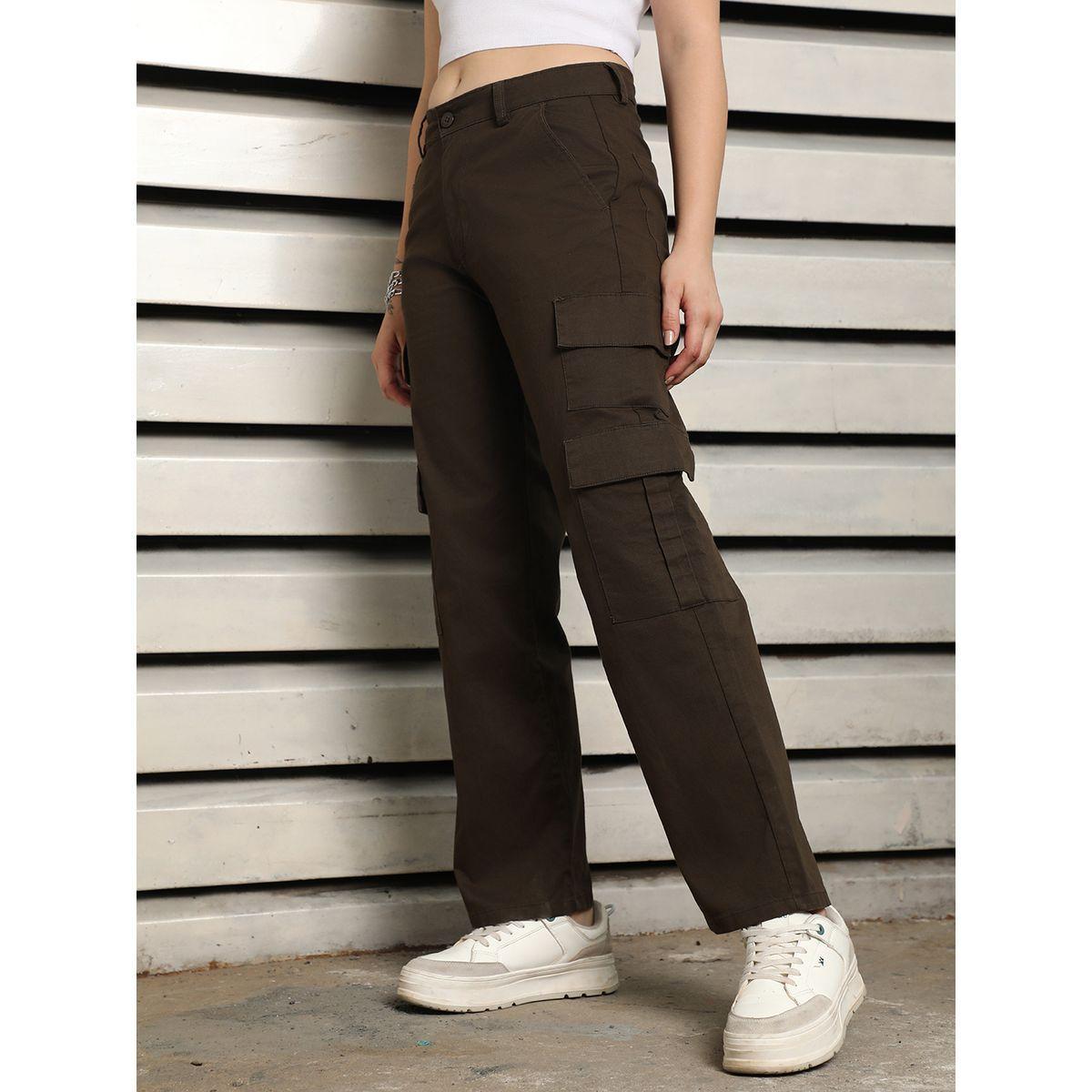 بنطال كارجو بقصة مستقيمة وخصر عالي هاي ستار × ستايلي-women-clothing-bottoms-trousers-image-2