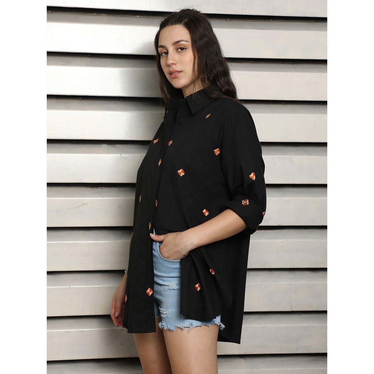 بلوزة فضفاضة كاجوال بتفاصيل مُطرّزة هاي ستار × ستايلي-women-clothing-shirtsandblouses-shirts-image-2
