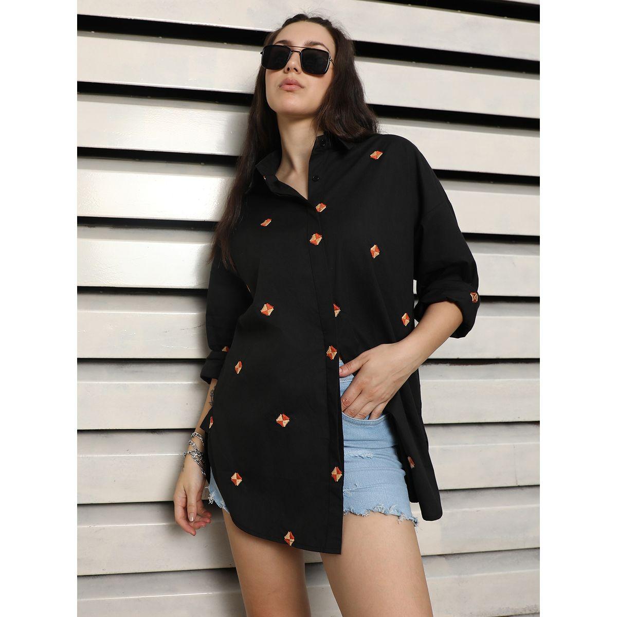 بلوزة فضفاضة كاجوال بتفاصيل مُطرّزة هاي ستار × ستايلي-women-clothing-shirtsandblouses-shirts-image-6