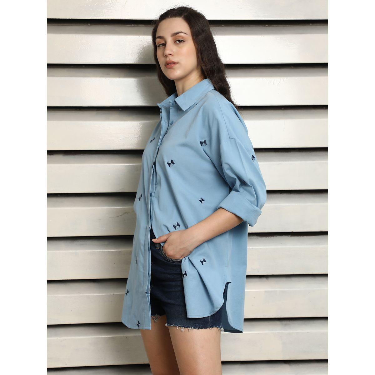 بلوزة فضفاضة كاجوال بتفاصيل مُطرّزة هاي ستار × ستايلي-women-clothing-shirtsandblouses-shirts-image-2