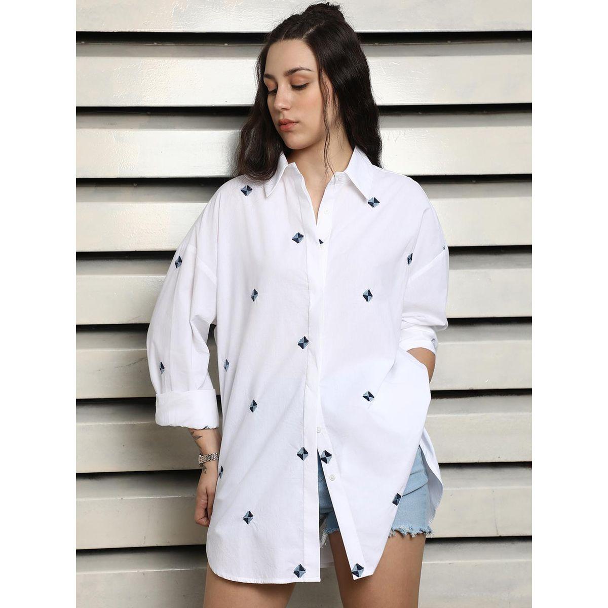بلوزة فضفاضة كاجوال بتفاصيل مُطرّزة هاي ستار × ستايلي-women-clothing-shirtsandblouses-shirts-image-1
