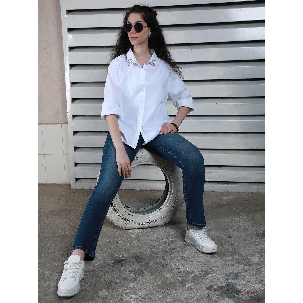 بلوزة فضفاضة كاجوال بياقة منمقة هاي ستار × ستايلي-women-clothing-shirtsandblouses-shirts-image-1