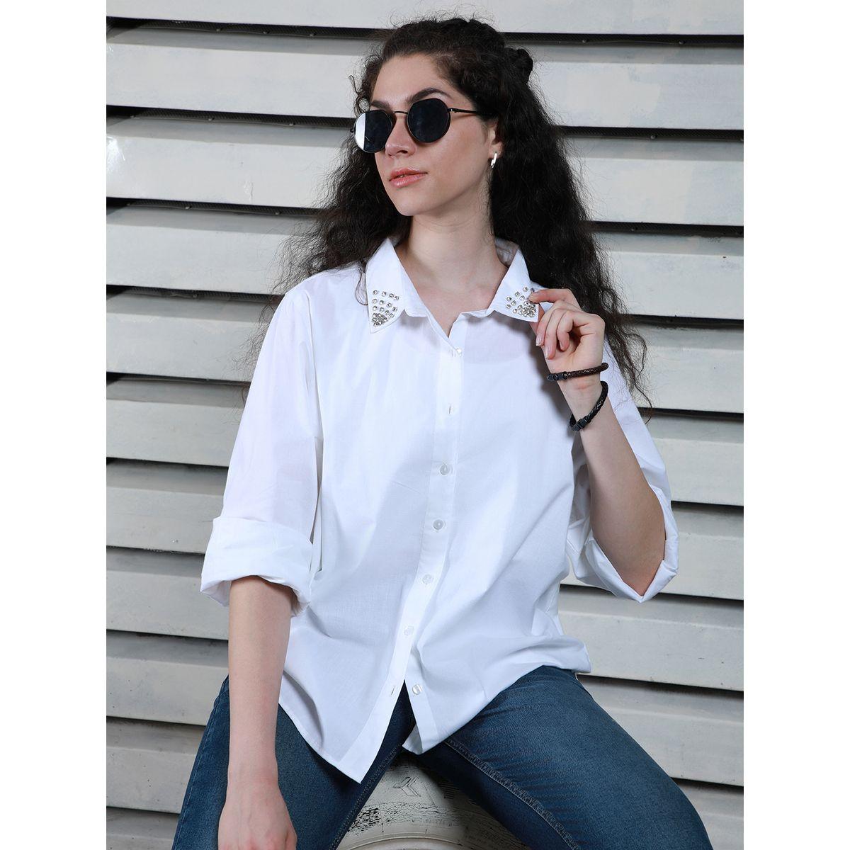 بلوزة فضفاضة كاجوال بياقة منمقة هاي ستار × ستايلي-women-clothing-shirtsandblouses-shirts-image-2